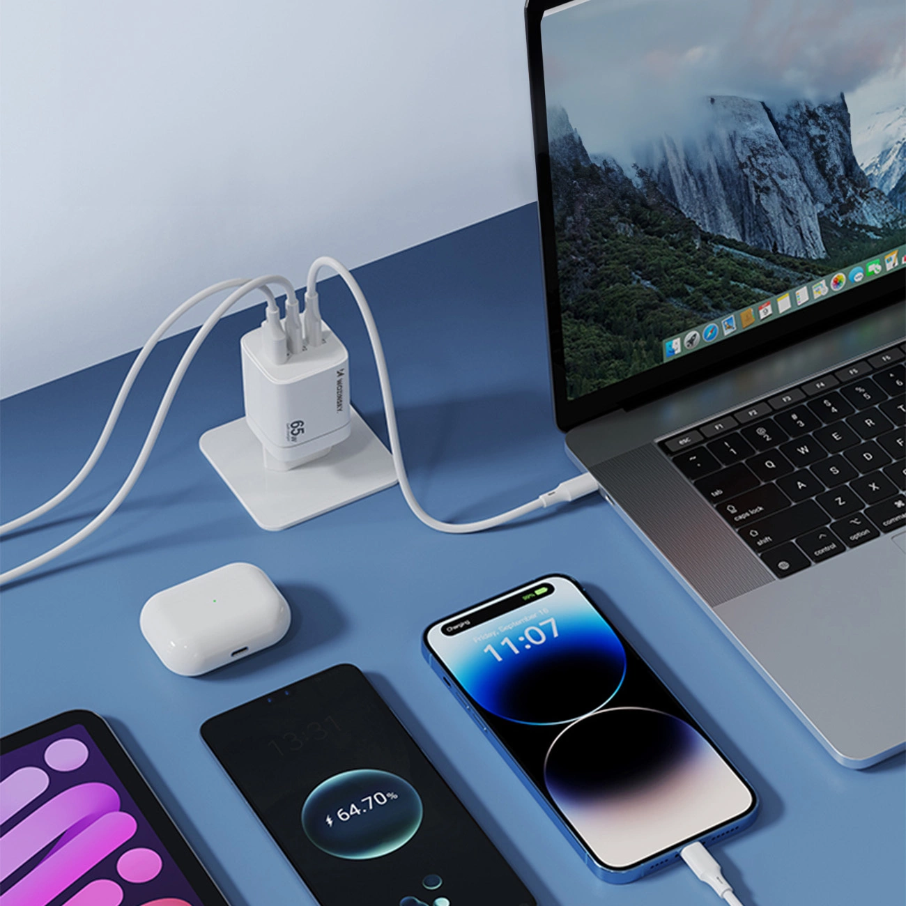 Wozinsky CGWCW 65W USB-A / 2 x USB-C GaN wall charger - white, Wozinsky 5907769308543 5907769308543