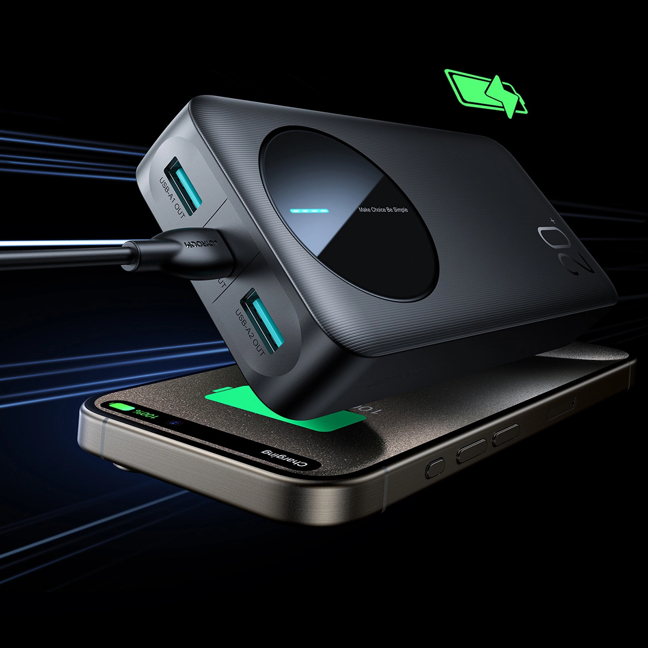 Powerbank Joyroom JR-PBF14 20000mAh 2.4A 2x USB-A 1x USB-C - black, Joyroom JR-PBF14 JR-PBF14