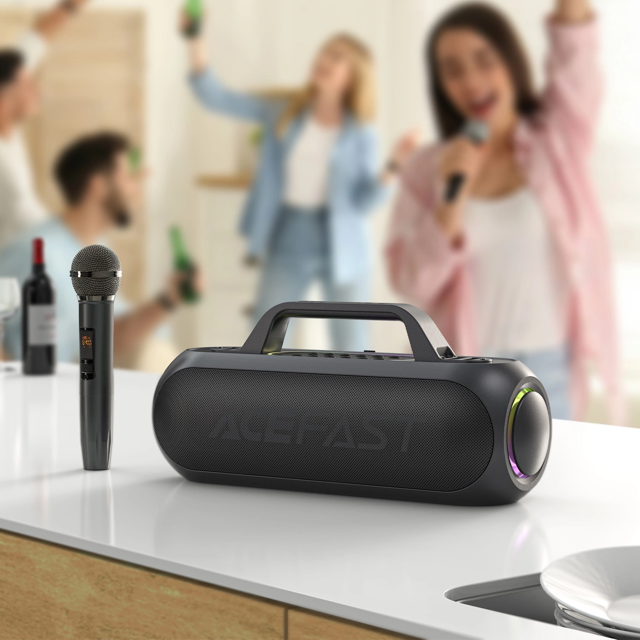 Acefast K1 Wireless Karaoke Speaker with 2 Microphones - Black, Acefast 6974316282792 6974316282792