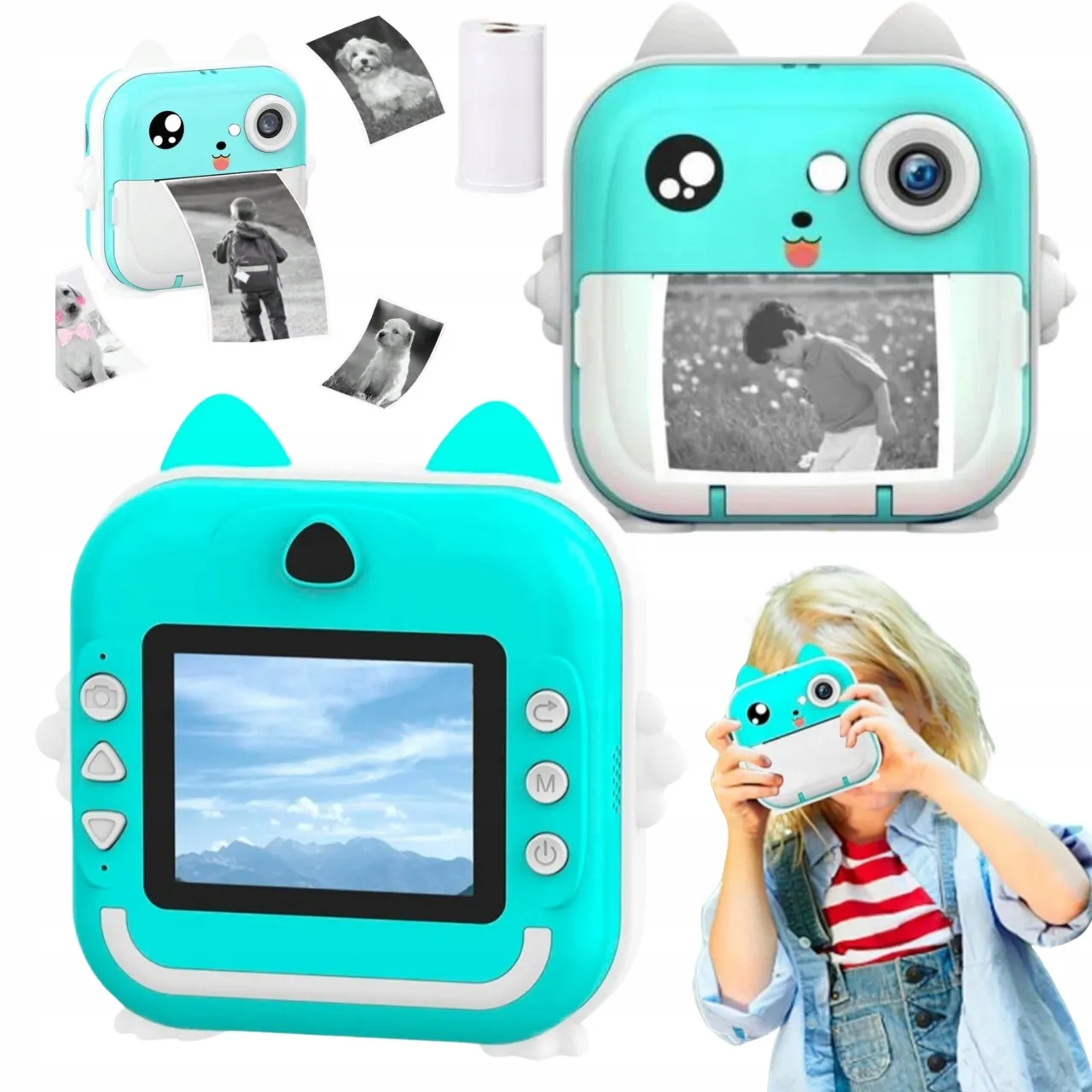 Mini Thermal Printer with Camera Extralink EPP-004 Blue, 3 Rolls of Thermal Paper, 2.5" LCD Screen, Bluetooth, USB-C, 1000 mAh, EXTRALINK EX.34284 5906168634284