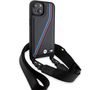 BMW M Edition Carbon Tricolor Lines &amp; Strap case for iPhone 15 Plus / 14 Plus - black, BMW 3666339235666 3666339235666