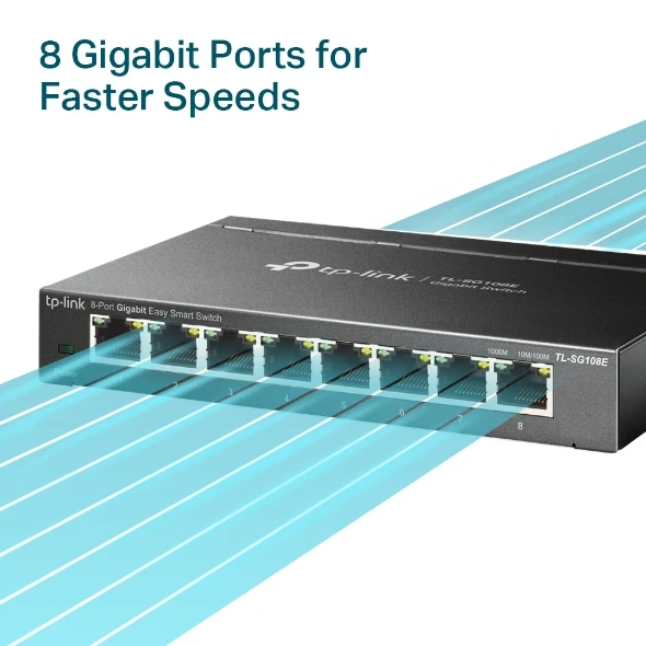 TP-Link TL-SG108E | Switch | 8x RJ45 1000Mb/s, Desktop, Unmanaged, TP-LINK TL-SG108E 6935364021856