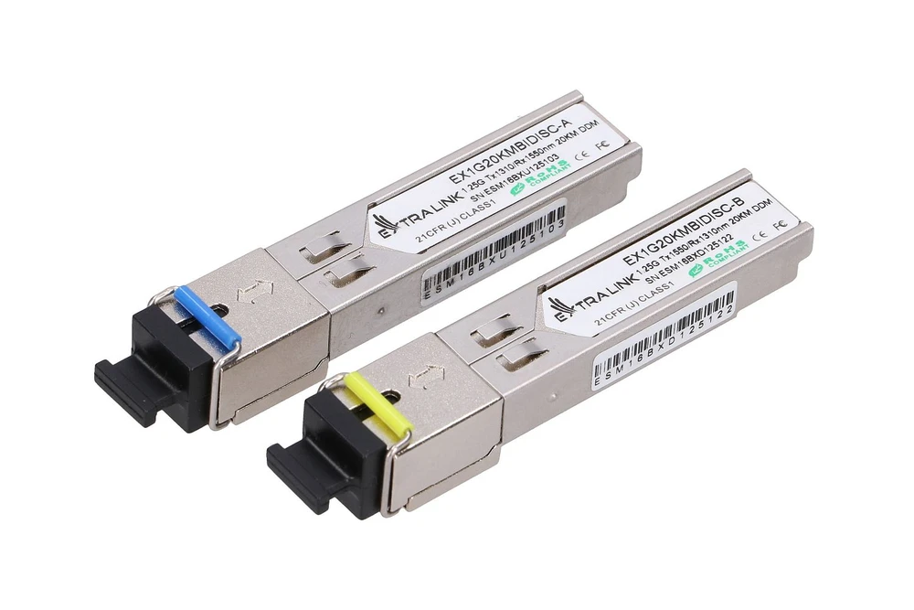 Extralink SFP 1.25G | SFP WDM Module | 1,25Gbps, 1310/1550nm, single mode, 20km, SC, DOM, pair, EXTRALINK EX.2213 5902560362213