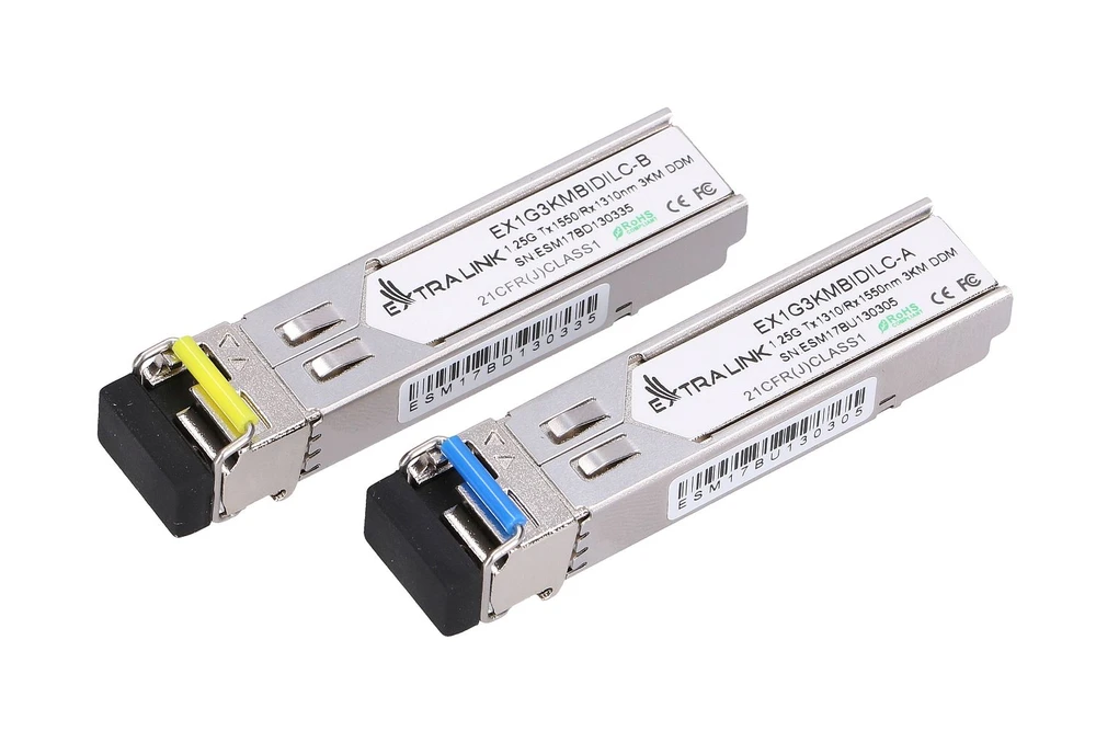 Extralink SFP 1.25G | SFP WDM Module | 1,25Gbps, 1310/1550nm, single mode, 3km, LC, DOM, pair, EXTRALINK EX.6198 5902560366198