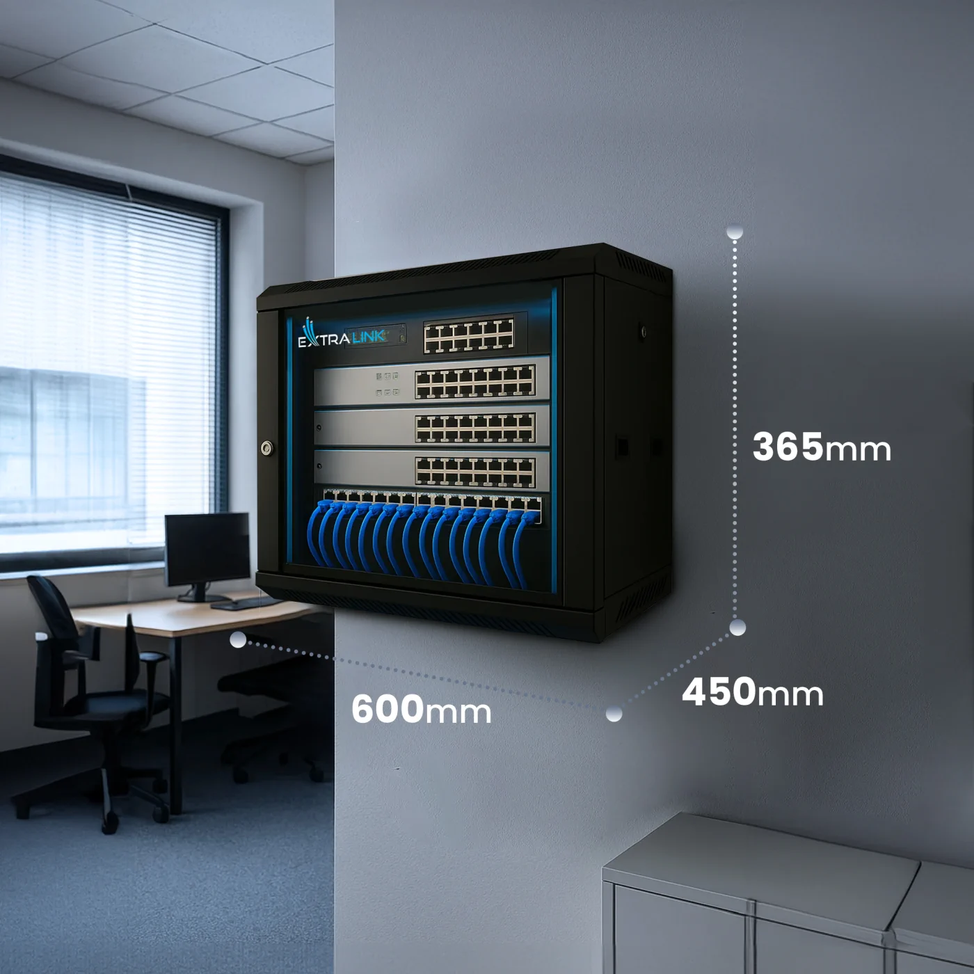 Extralink 6U 600x450 Black | Rackmount cabinet | wall mounted, EXTRALINK EX.7225 5902560367225