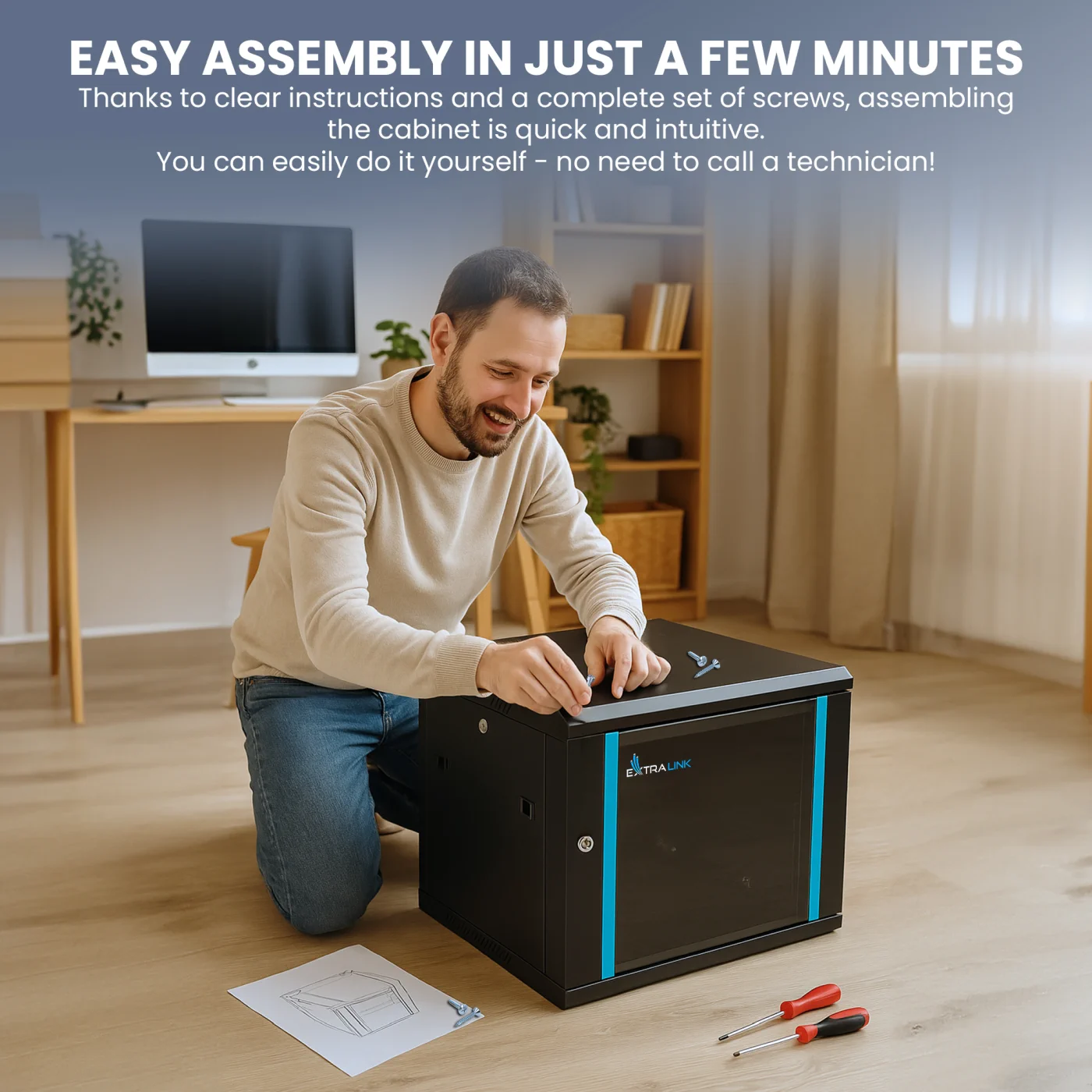 Extralink 6U 600x450 Black | Rackmount cabinet | wall mounted, EXTRALINK EX.7225 5902560367225