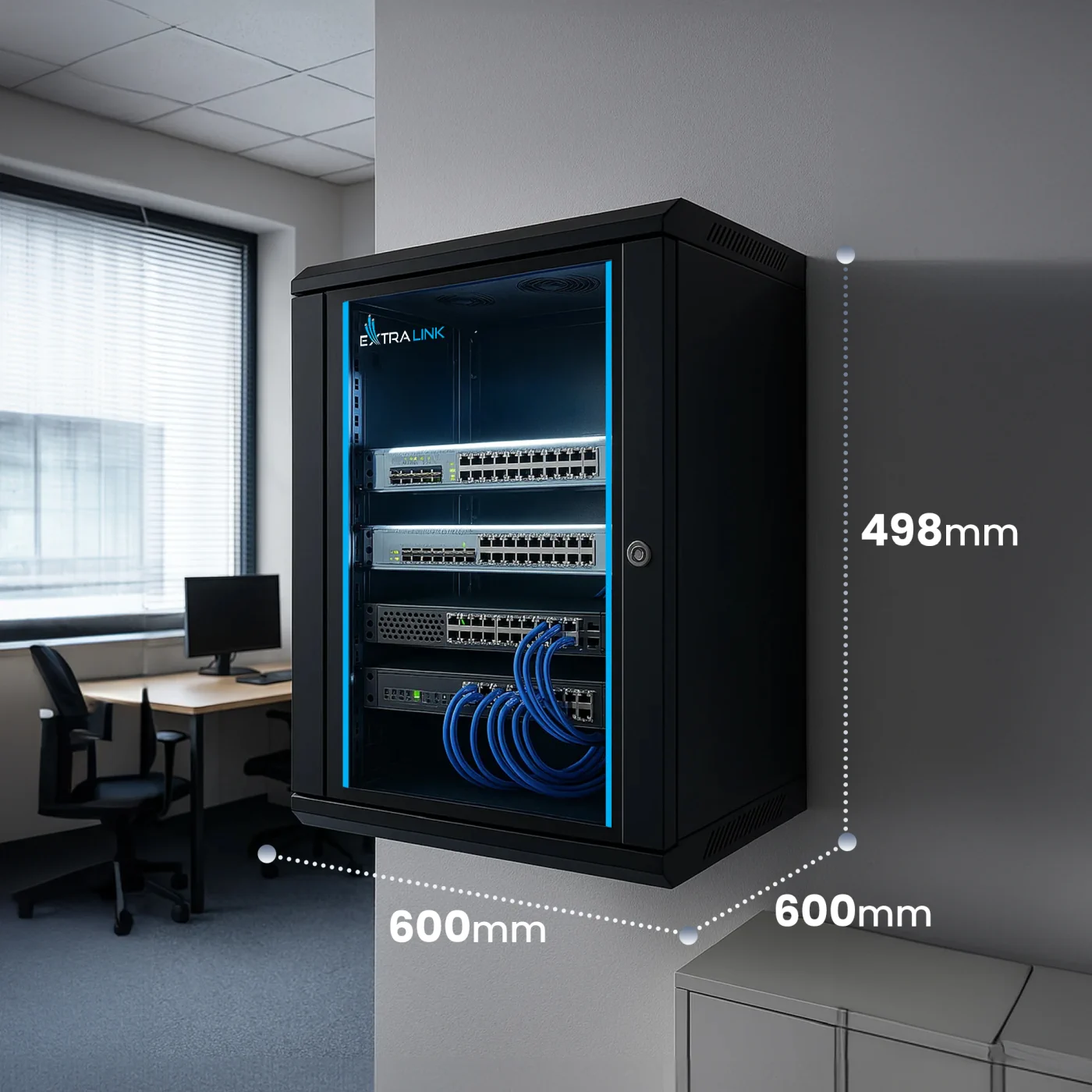 Extralink 9U 600x600 Black | Rackmount cabinet | wall mounted, EXTRALINK EX.3968 5902560363968