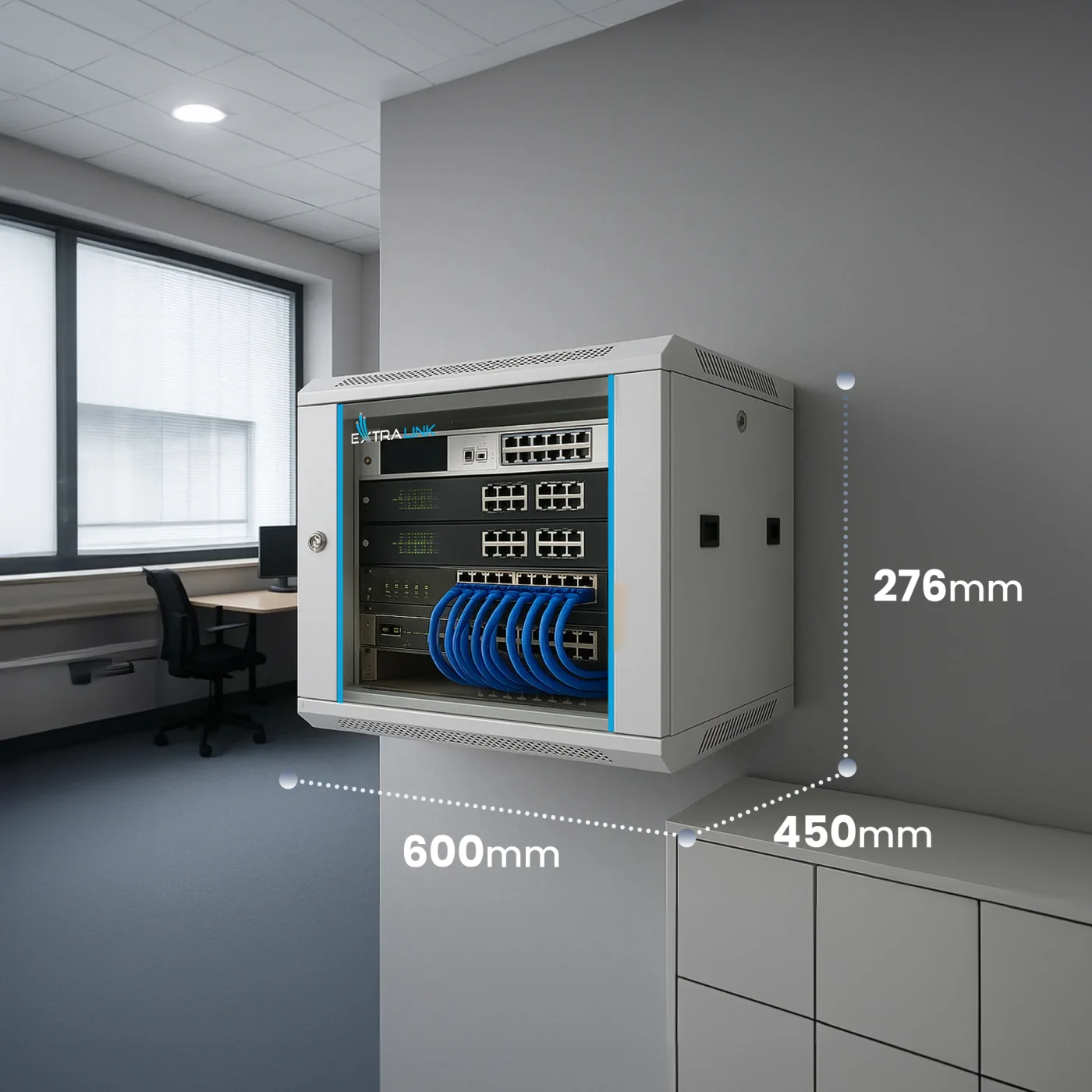 Extralink 4U 600x450 Gray | Rackmount cabinet | wall mounted, EXTRALINK EX.8536 5902560368536