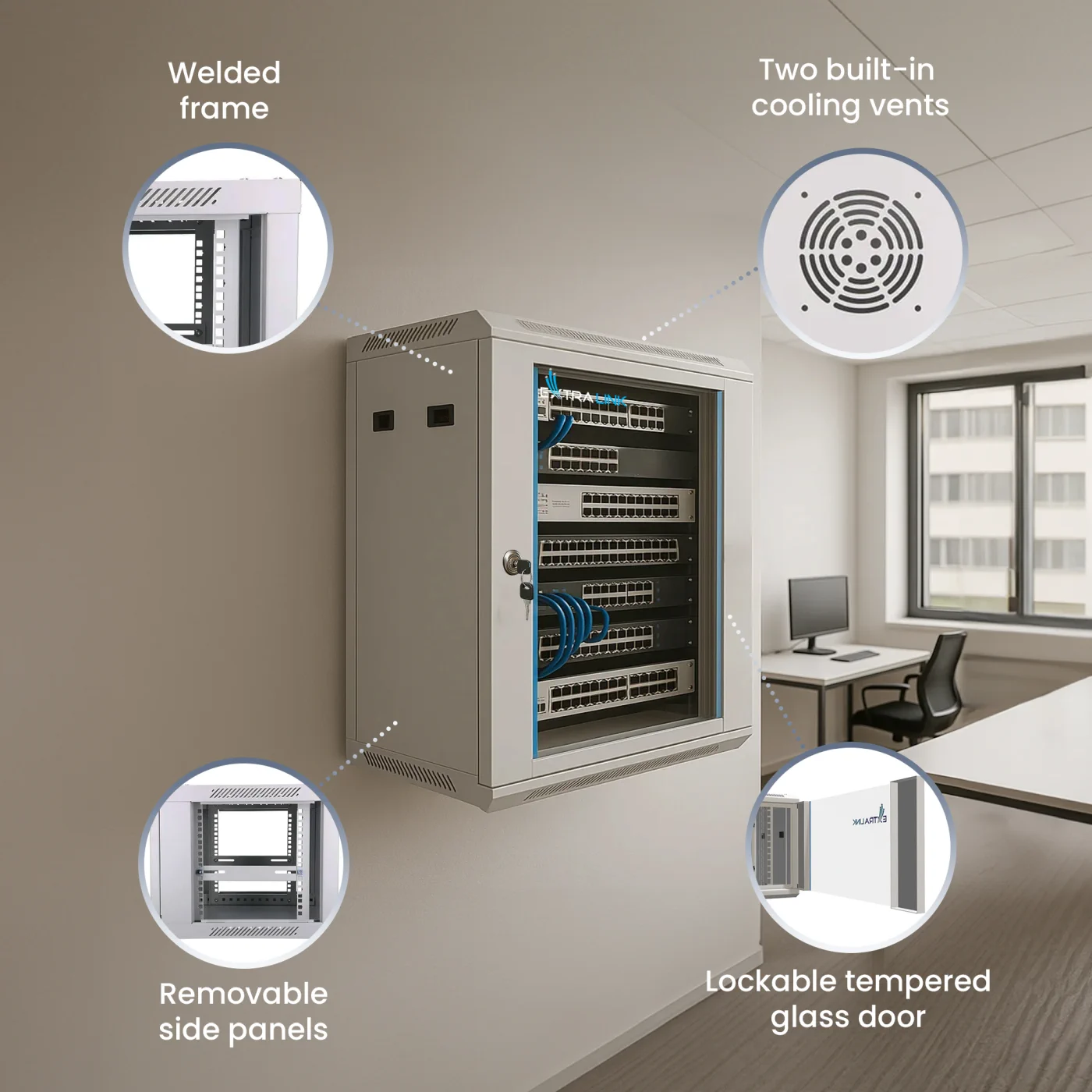 Extralink 6U 600x450 Gray | Rackmount cabinet | wall mounted, EXTRALINK EX.8550 5902560368550