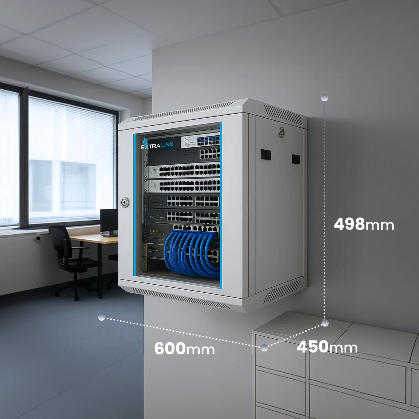 Extralink 9U 600x450 Gray | Rackmount cabinet | wall mounted, EXTRALINK EX.8574 5902560368574