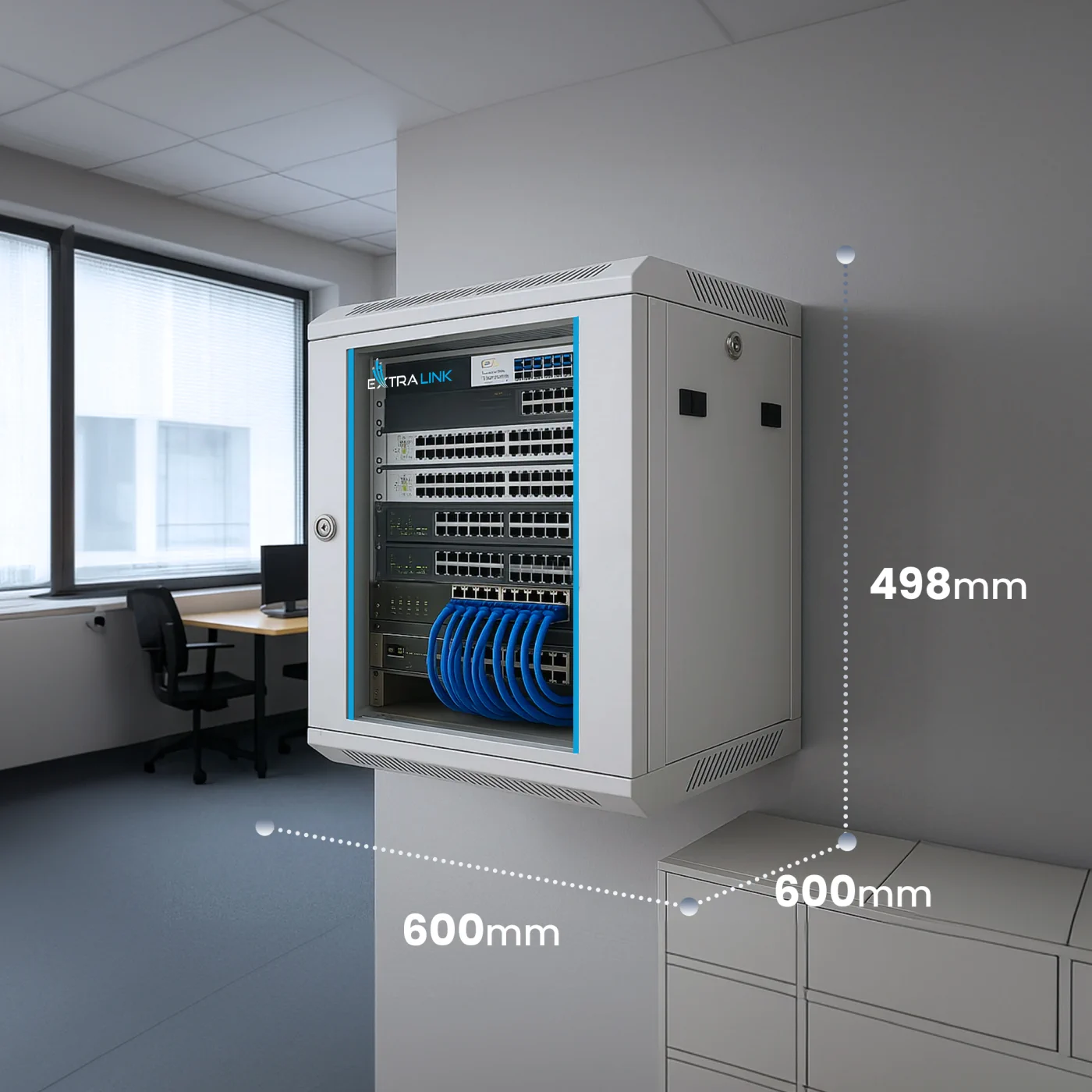Extralink 9U 600x600 Gray | Rackmount cabinet | wall mounted, EXTRALINK EX.8581 5902560368581