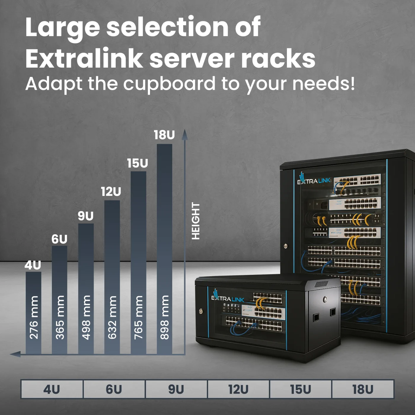 Extralink 9U 600x600 AZH Black | Rackmount cabinet | wall mounted, swing type, EXTRALINK EX.12943 5903148912943