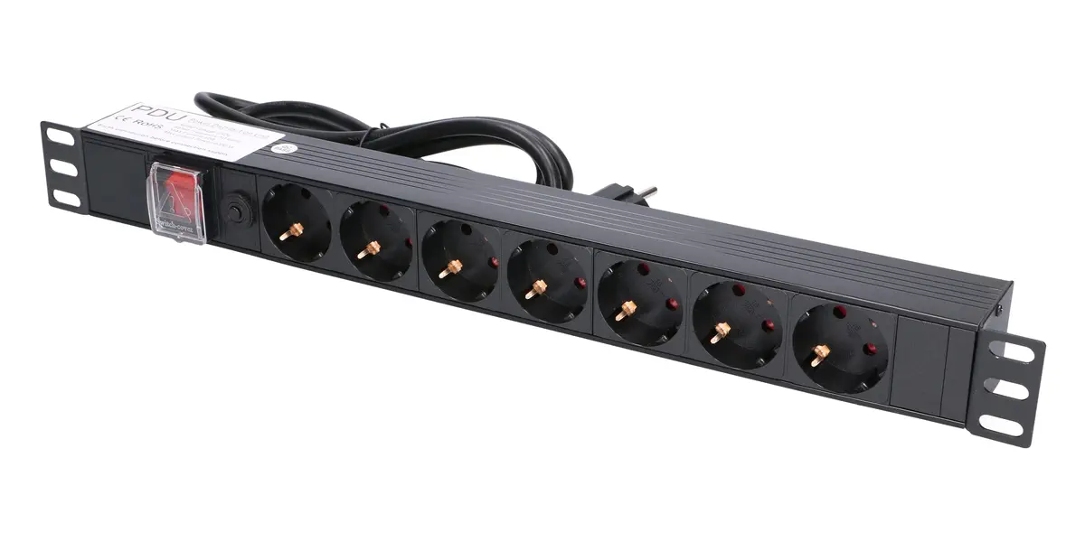Extralink EXPDU7EU SW | Power strip | 19" 1U, 7 EU sockets, with switch, 2m, EXTRALINK EX.12967 5903148912967