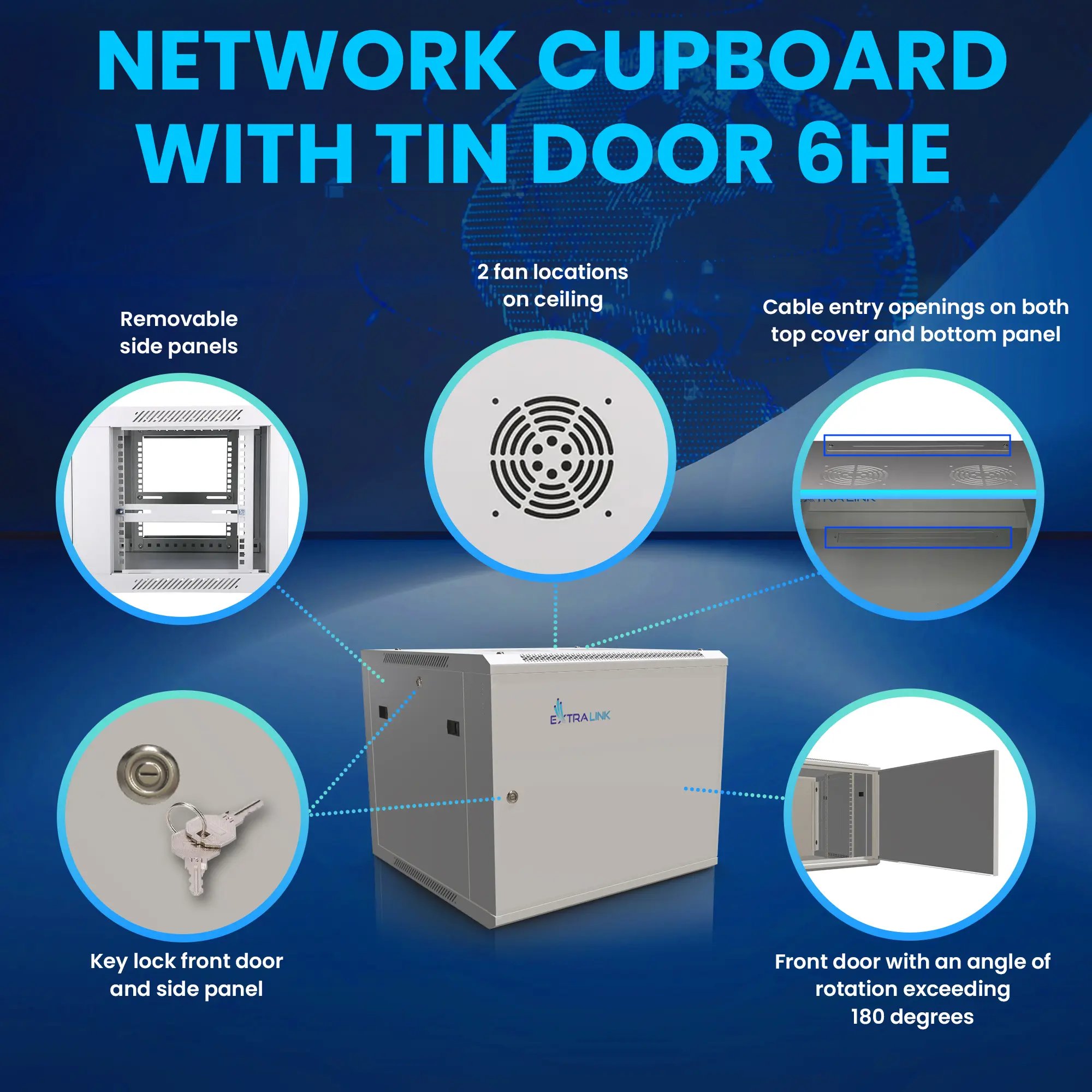 Extralink 6U 600x600 ASP Gray | Rackmount cabinet | wall mounted, metal door, EXTRALINK EX.13001 5903148913001