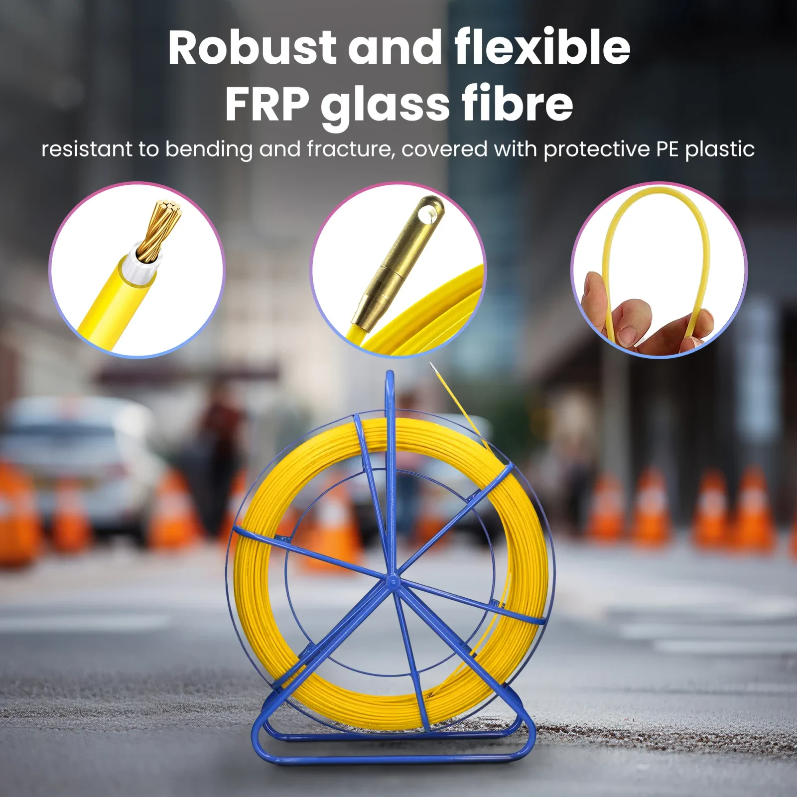 Extralink Pilot 4.5mm 100m | Cable pulling rod | glass fibre FRP, d. 4.5mm, l. 100m, yellow, EXTRALINK EX.16002 5903148916002