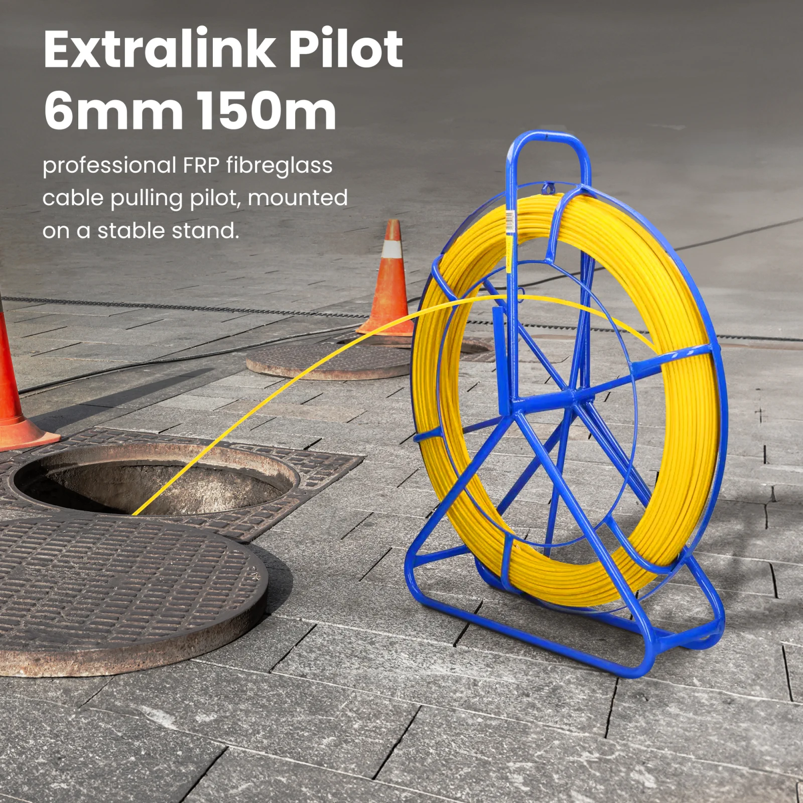 Extralink Pilot 6mm 150m | Cable pulling rod | glass fibre FRP, d. 6mm, l. 150m, yellow, EXTRALINK EX.13841
