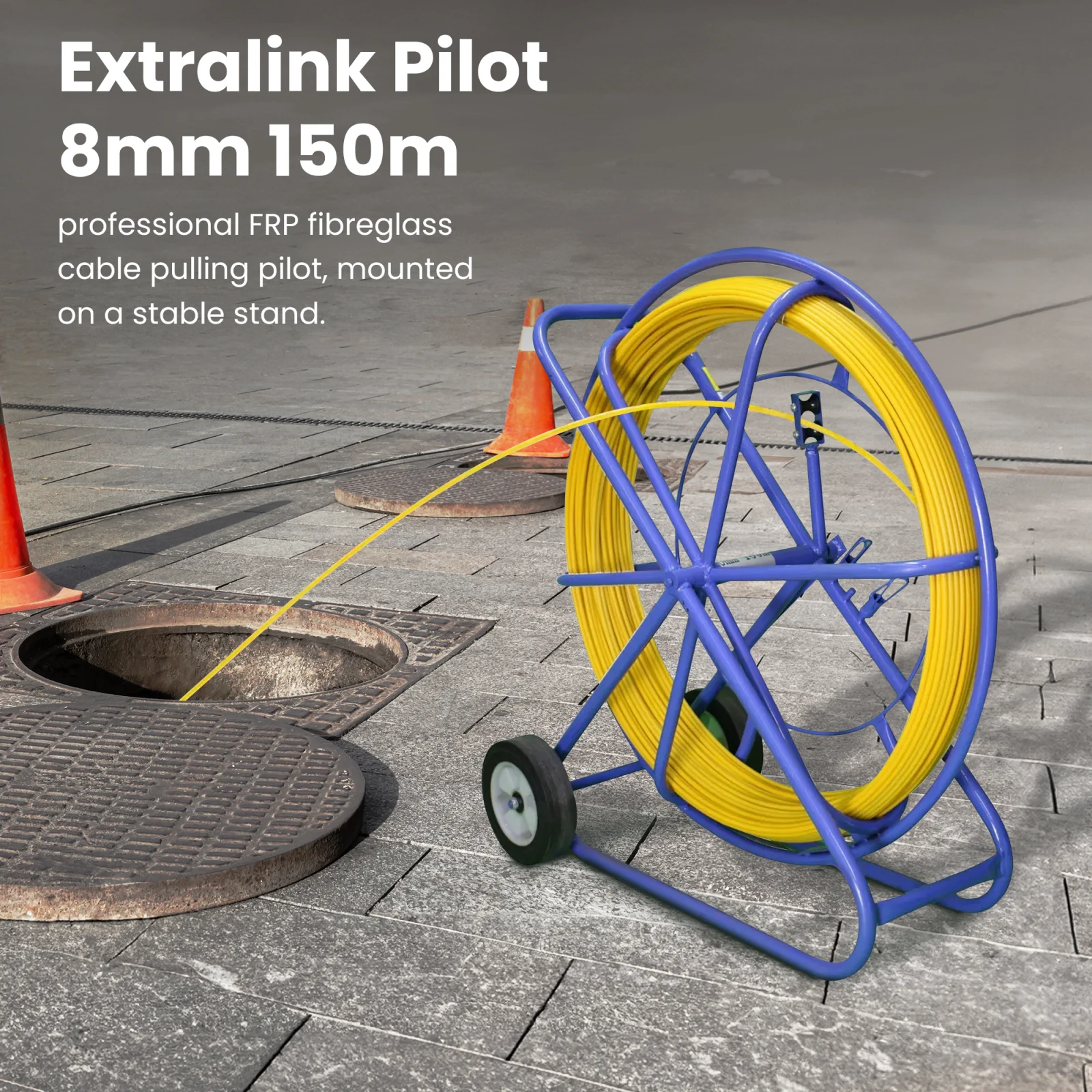 Extralink Pilot 8mm 150m | Cable pulling rod | glass fibre FRP, d. 8mm, l. 150m, yellow, EXTRALINK EX.13872 5903148913872