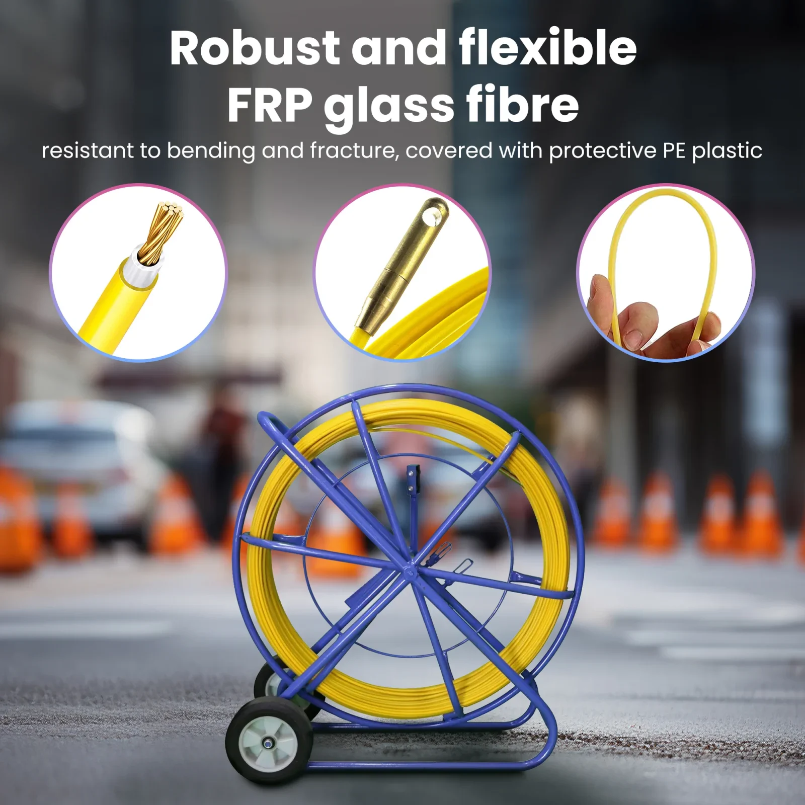 Extralink Pilot 11mm 100m | Cable pulling rod | glass fibre FRP, d. 11mm, l. 100m, yellow, EXTRALINK EX.13896 5903148913896