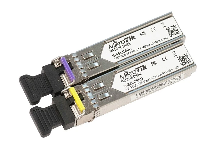 MikroTik S-4554LC80D | SFP Module | 1,25Gb/s, LC, 80km, Single mode, Pair (T1490nm/R1550nm) + (T1550nm/R1490nm), MIKROTIK S-4554LC80D 5903148917955