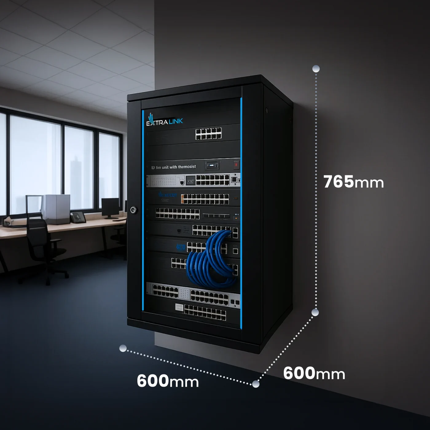 Extralink 15U 600x600 Black | Rackmount cabinet | wall mounted, EXTRALINK EX.14343 5903148914343