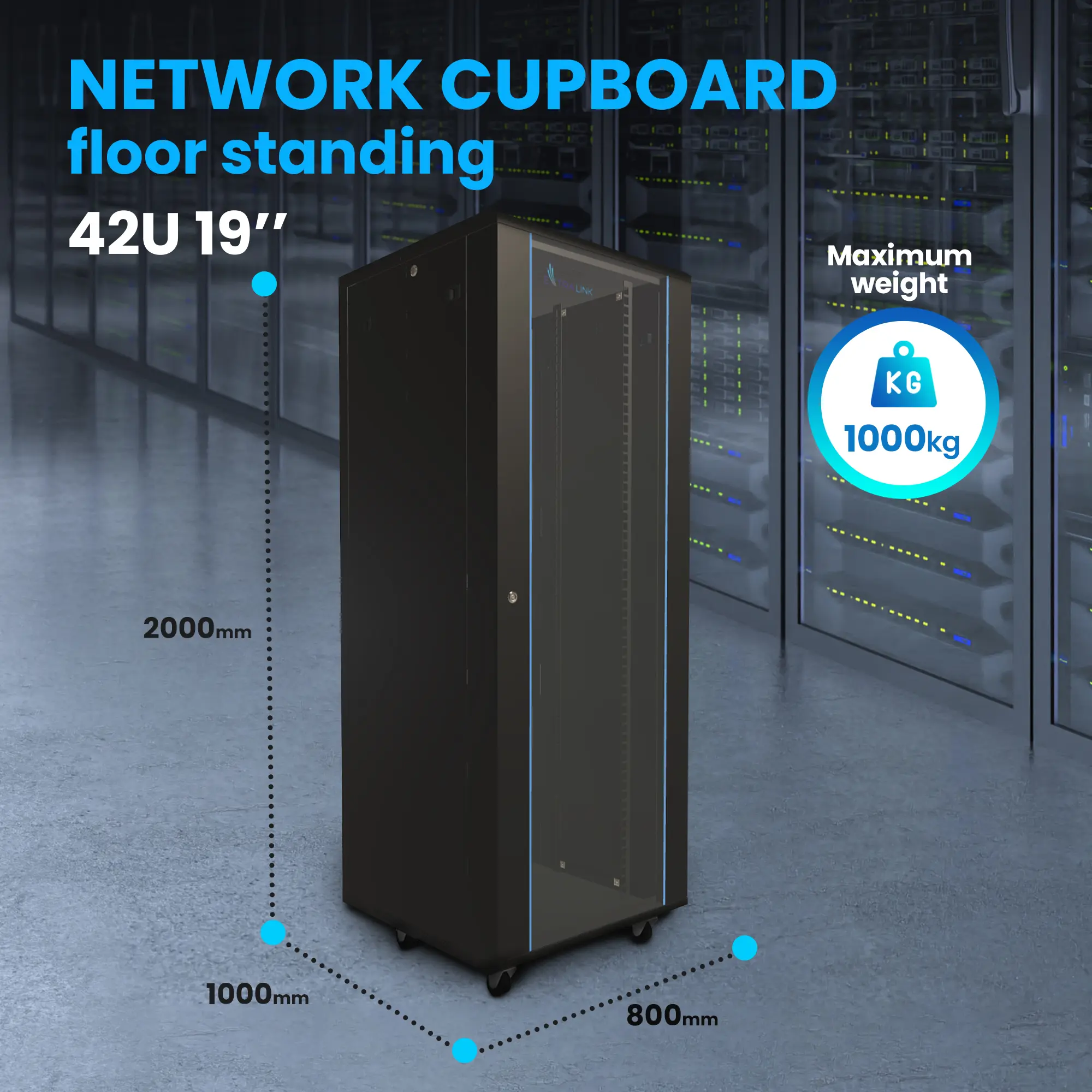 Extralink 42U 800x1000 Black | Rackmount cabinet | standing, EXTRALINK EX.14442 5903148914442