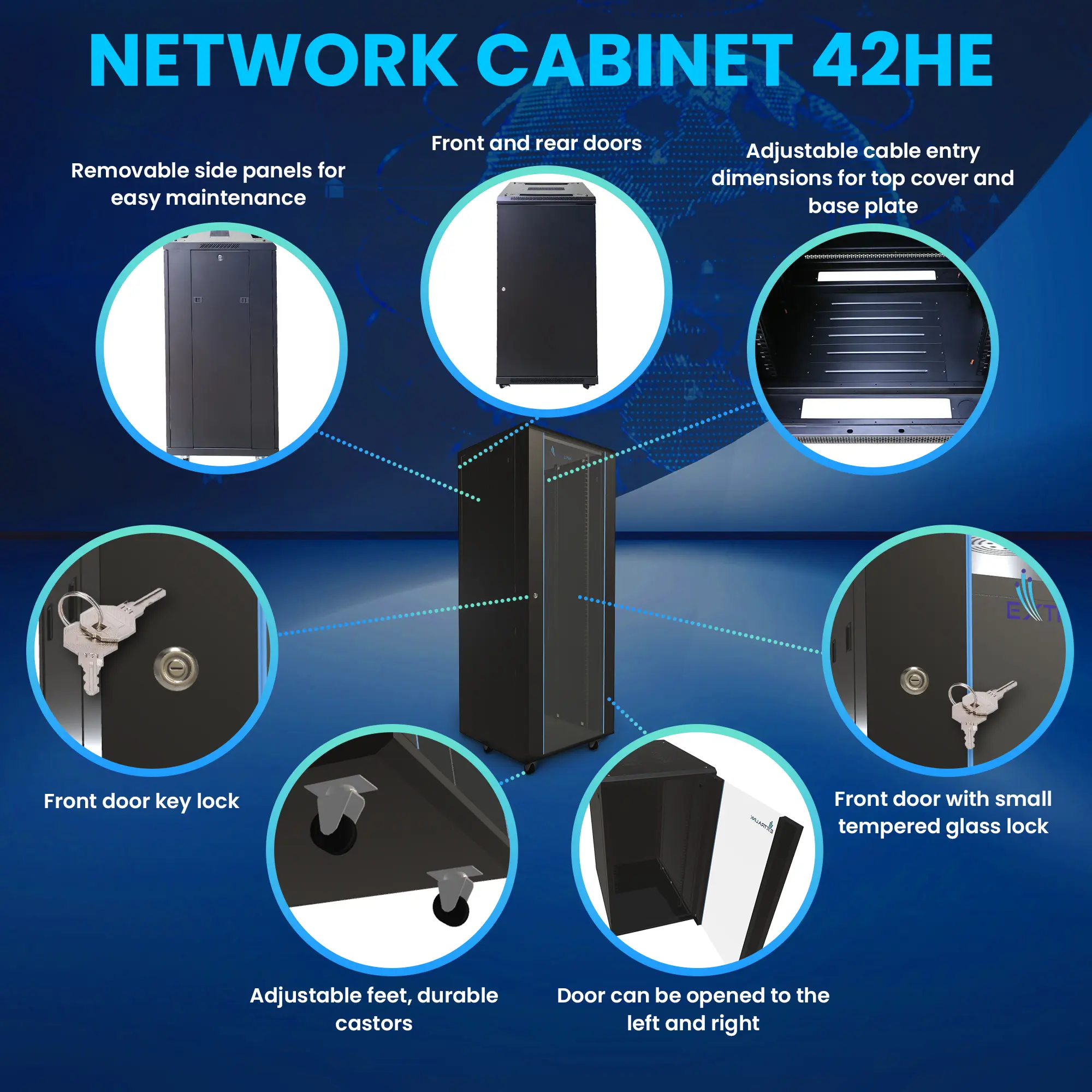 Extralink 42U 800x1000 Black | Rackmount cabinet | standing, EXTRALINK EX.14442 5903148914442