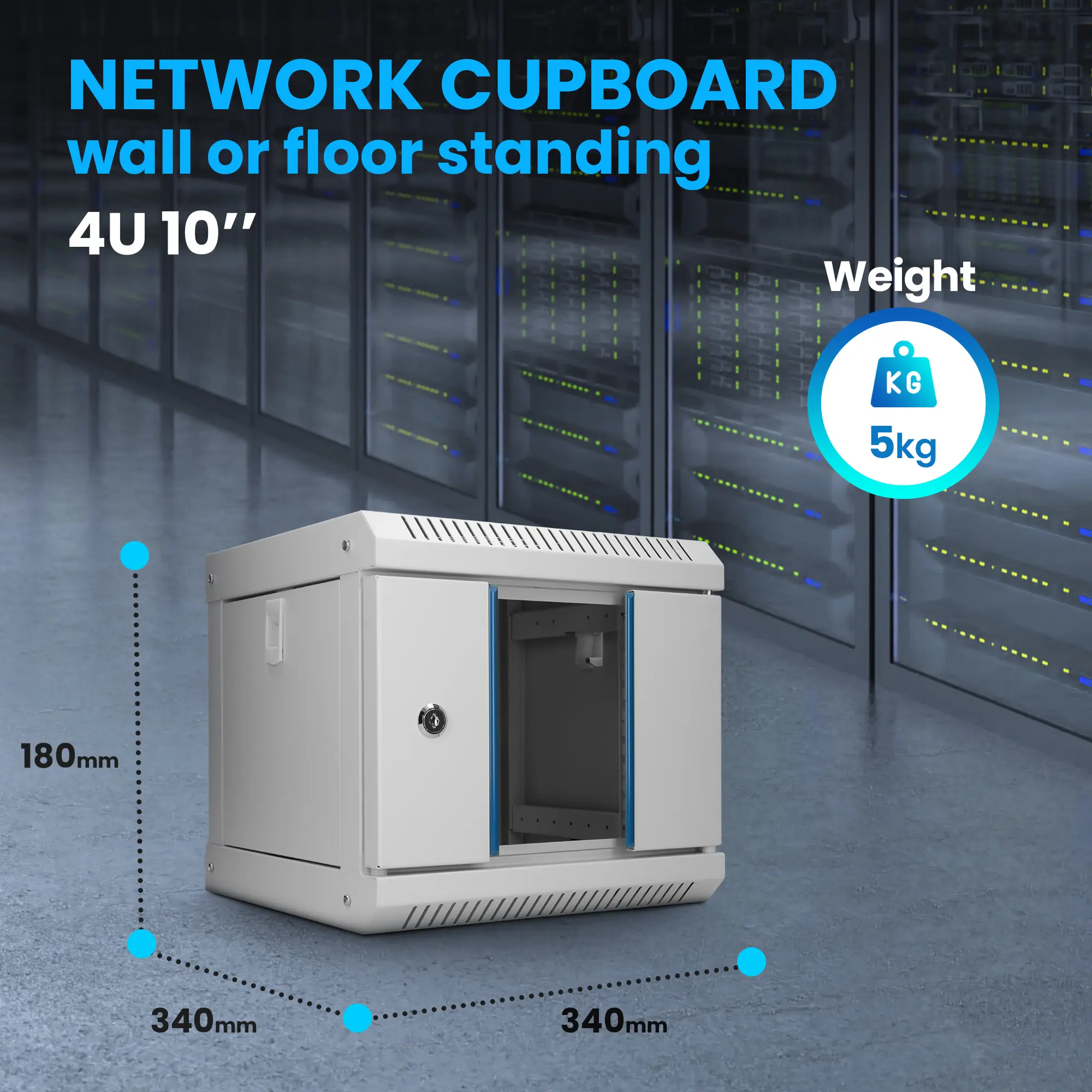 Extralink 4U 10" Gray | Rackmount cabinet | wall-mounted, EXTRALINK EX.14466 5903148914466