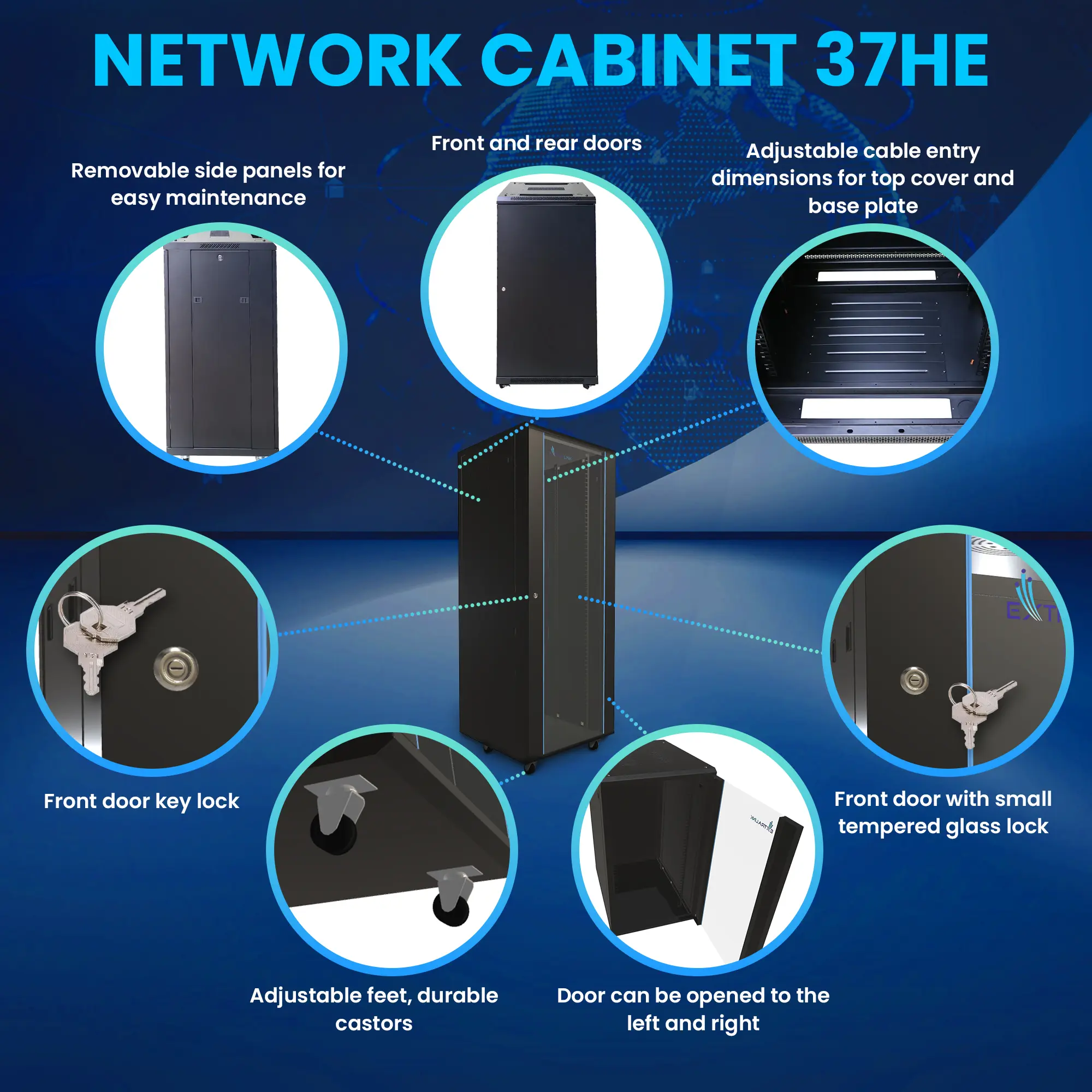 Extralink 37U 800x800 Black | Rackmount cabinet | standing, EXTRALINK EX.14435