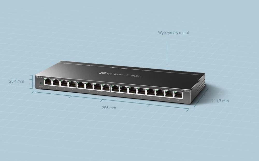 TP-Link TL-SG116E | Switch | 16x RJ45 1000Mb/s, Unmanaged, TP-LINK TL-SG116E 6935364084301