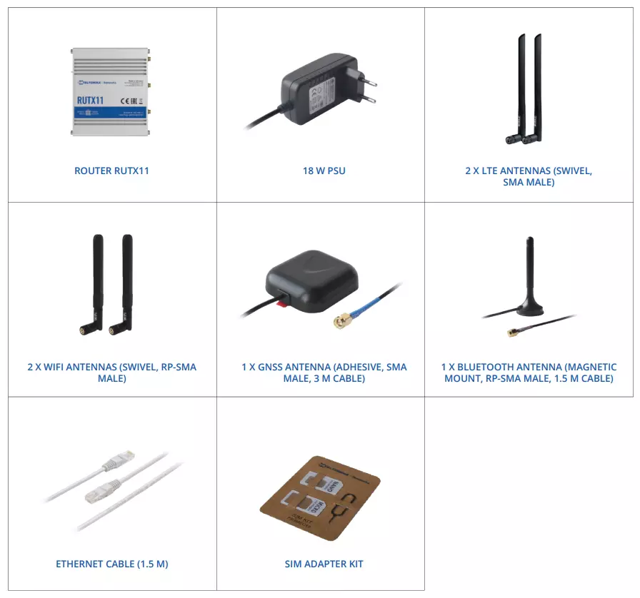 Teltonika RUTX11 | Industrial 4G LTE router | Cat 6, Dual Sim, 1x Gigabit WAN, 3x Gigabit LAN, WiFi 802.11 AC, TELTONIKA TELTONIKA RUTX11 RUTX11000000 4779027312378