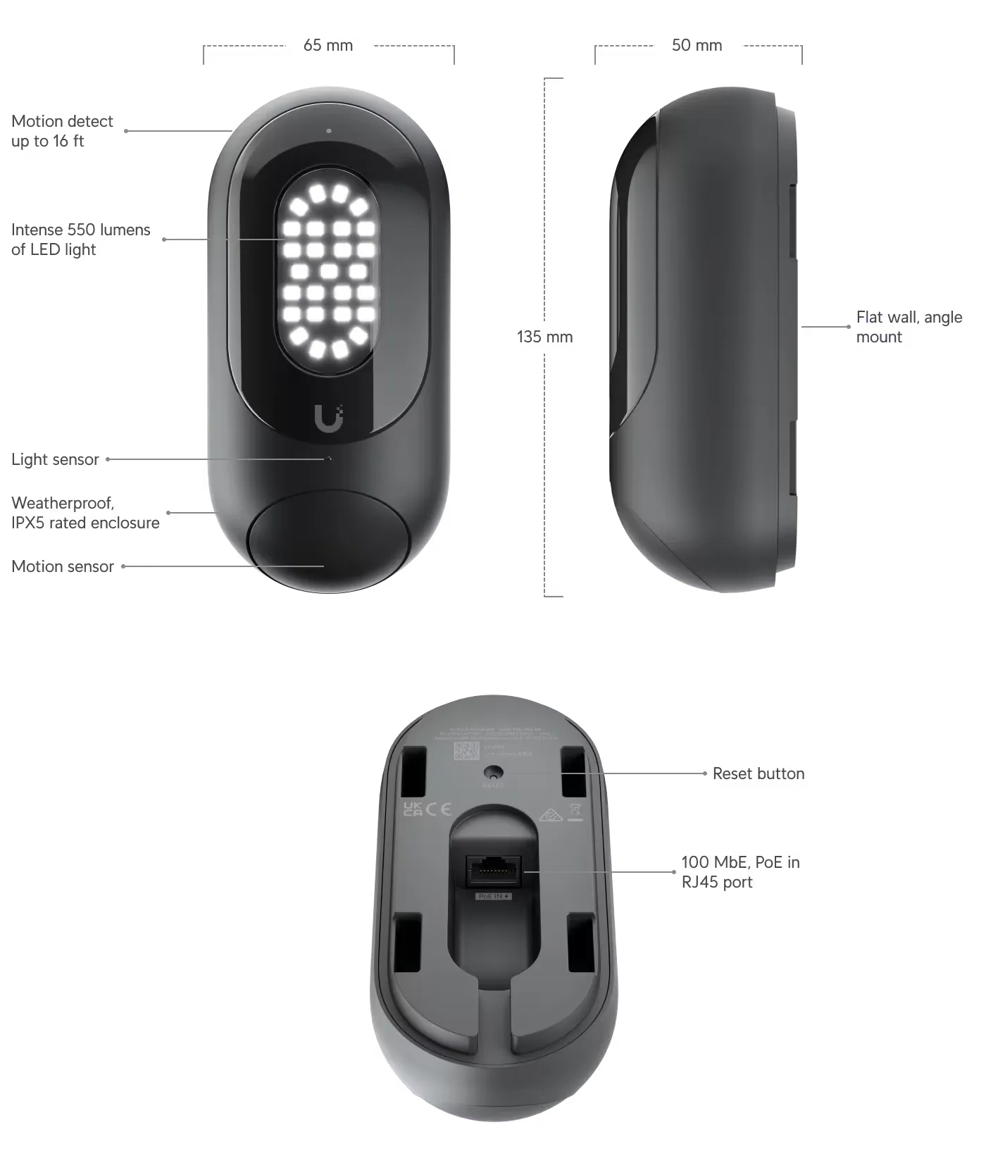 Ubiquiti UP-FloodLight | Floodlight with motion sensor | UniFi Protect, UBIQUITI UP-FLOODLIGHT 0810010075093