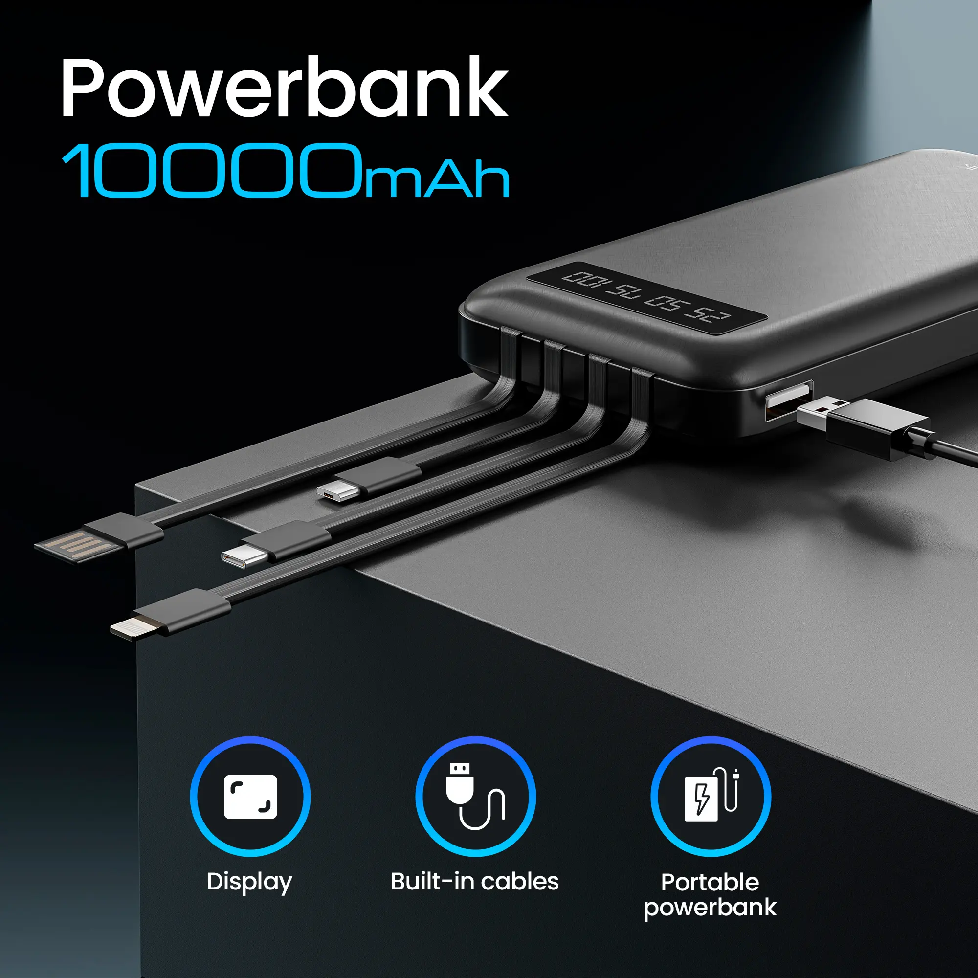 Extralink EPB-083 10000mAh Black | Powerbank | Power bank, USB-C, EXTRALINK EX.19607 5903148919607