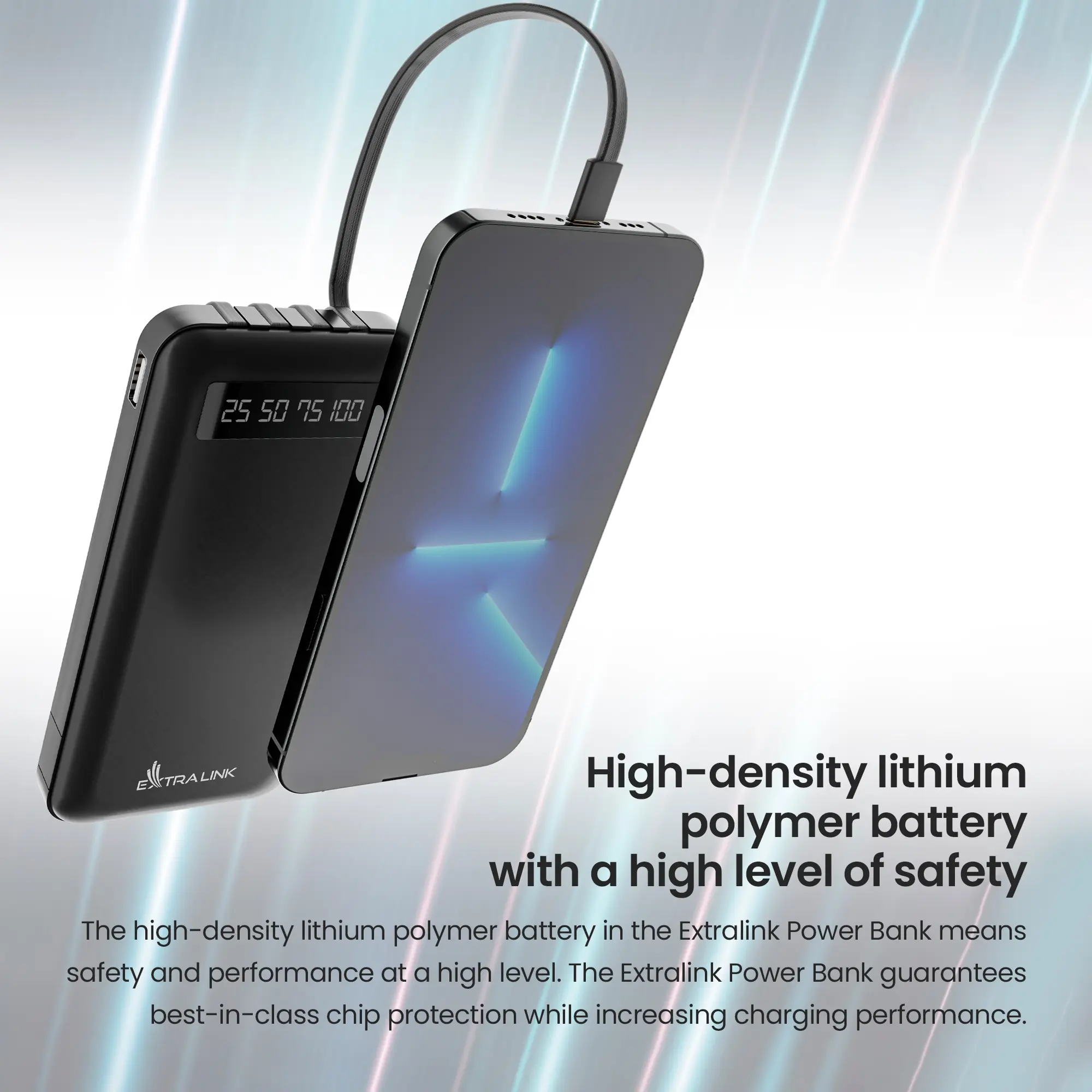 Extralink EPB-083 10000mAh Black | Powerbank | Power bank, USB-C, EXTRALINK EX.19607 5903148919607