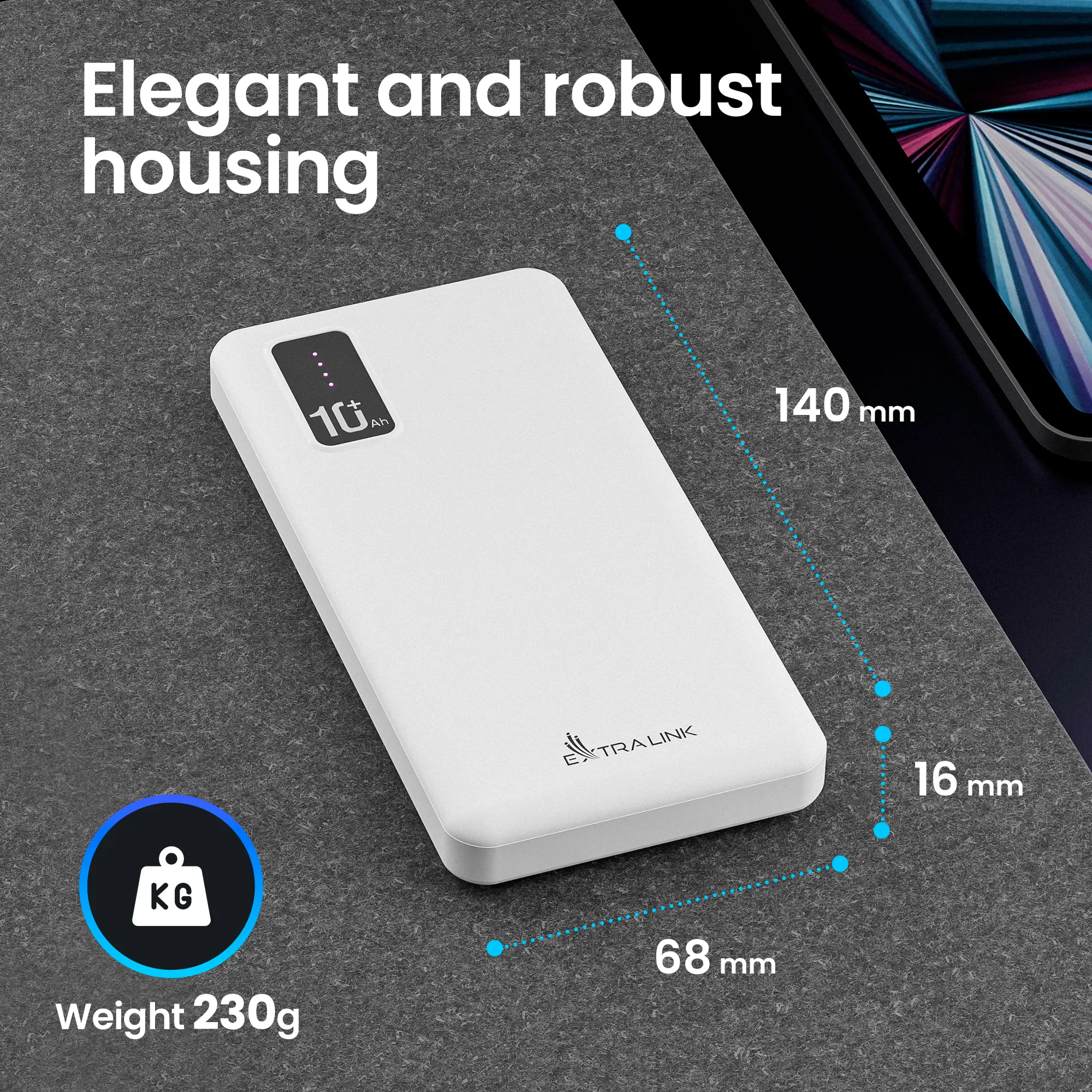 Extralink EPB-098W 10000mAh White | Powerbank | Power bank, USB-C, EXTRALINK EX.19638 5903148919638