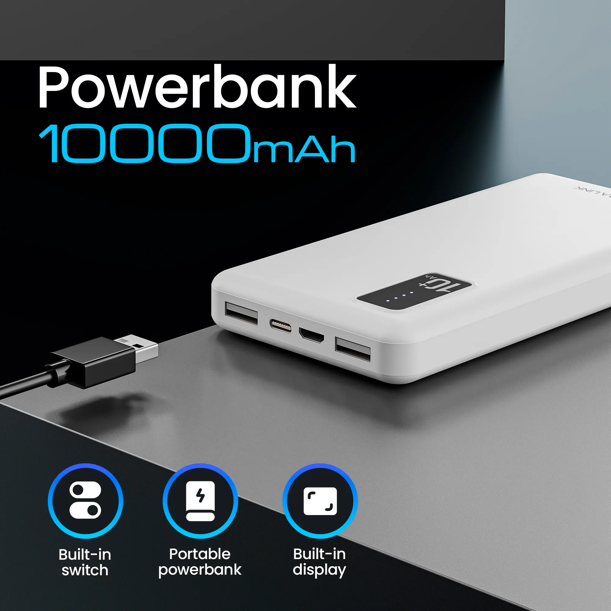 Extralink EPB-098W 10000mAh White | Powerbank | Power bank, USB-C, EXTRALINK EX.19638 5903148919638