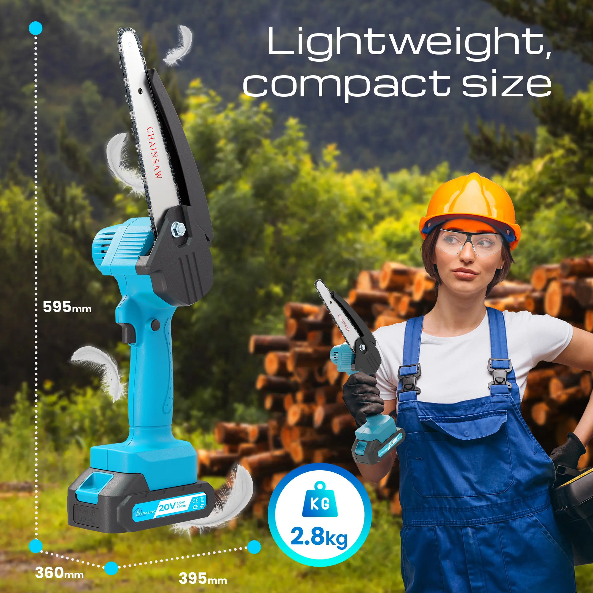 Extralink TM-107 | Mini electric chainsaw | 6 inch, 1.5 Ah battery, EXTRALINK EX.30332 5905090330332