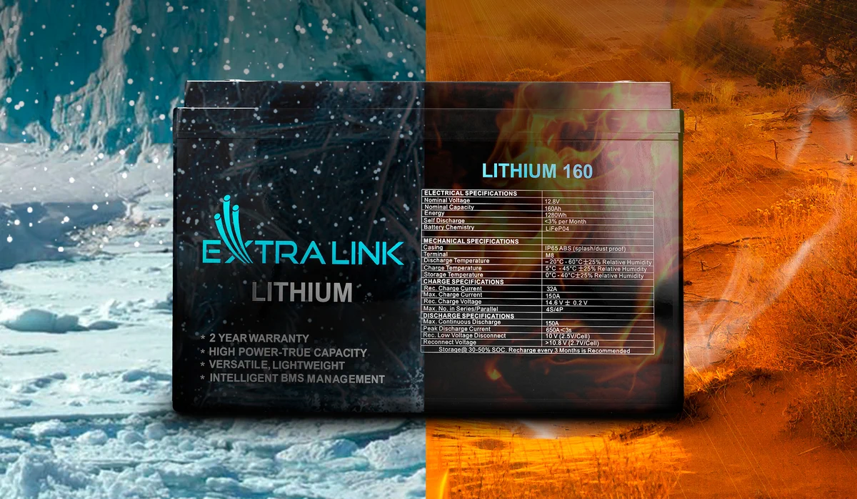 Extralink LiFePO4 160AH | Accumulator | 12.8V, BMS, EXTRALINK EX.30462 5905090330462