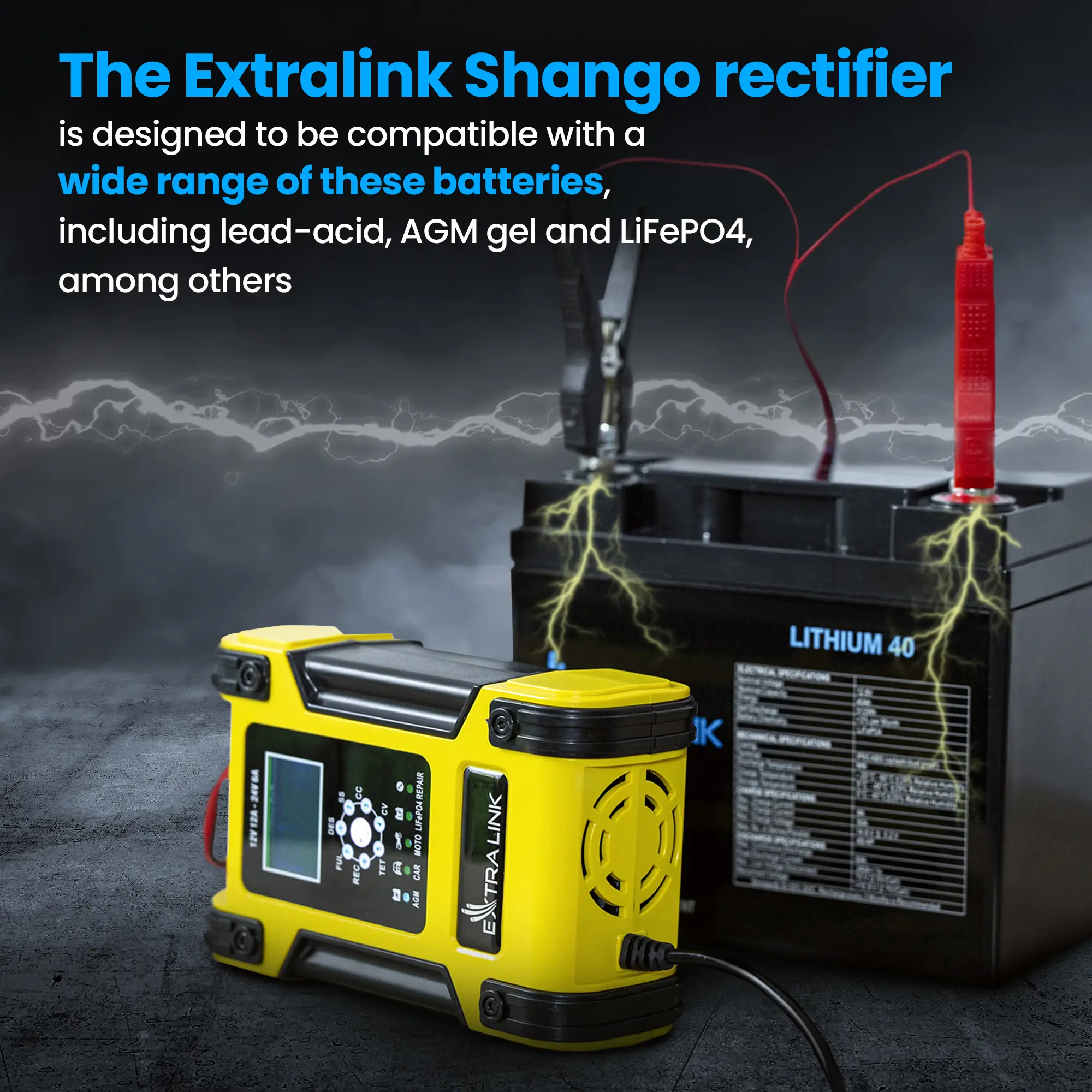 Extralink Shango Smart Battery Charger | Rectifier | 100 - 240VAC, 12V 12A, 24V 6A, EXTRALINK EX.30813 5905090330813