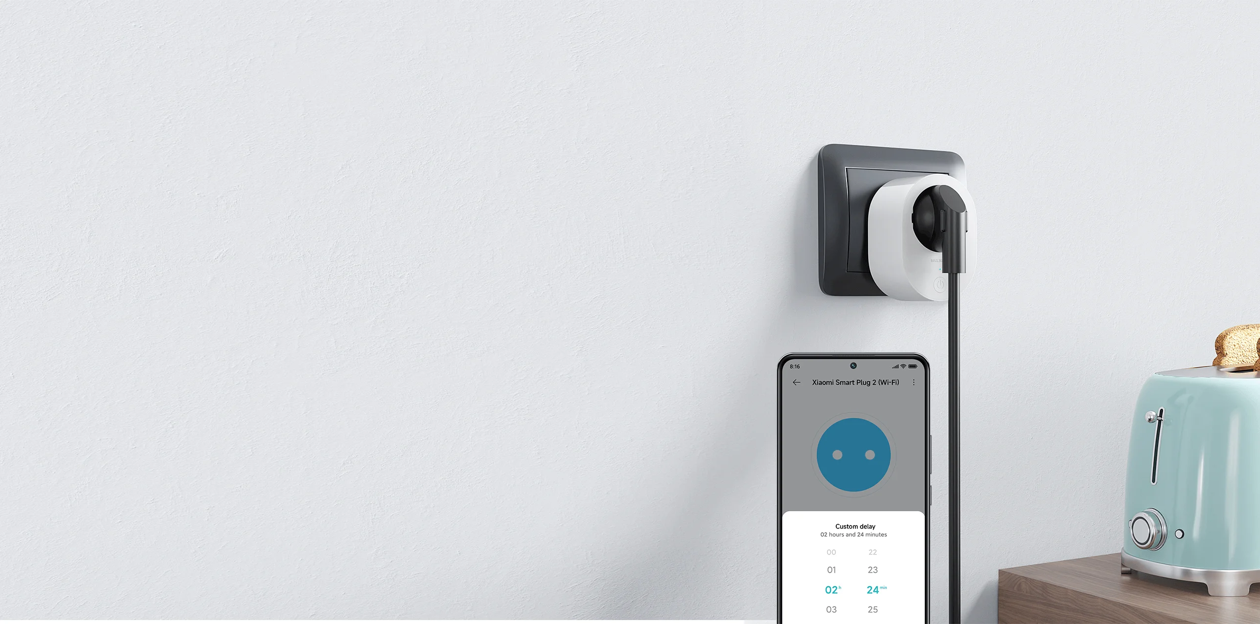 Xiaomi Smart Plug 2 WiFi EU | Wall Plug | WiFi, Remote control, 3680W, ZNCZ302KK, XIAOMI SMART PLUG 2 EU 6941812706626