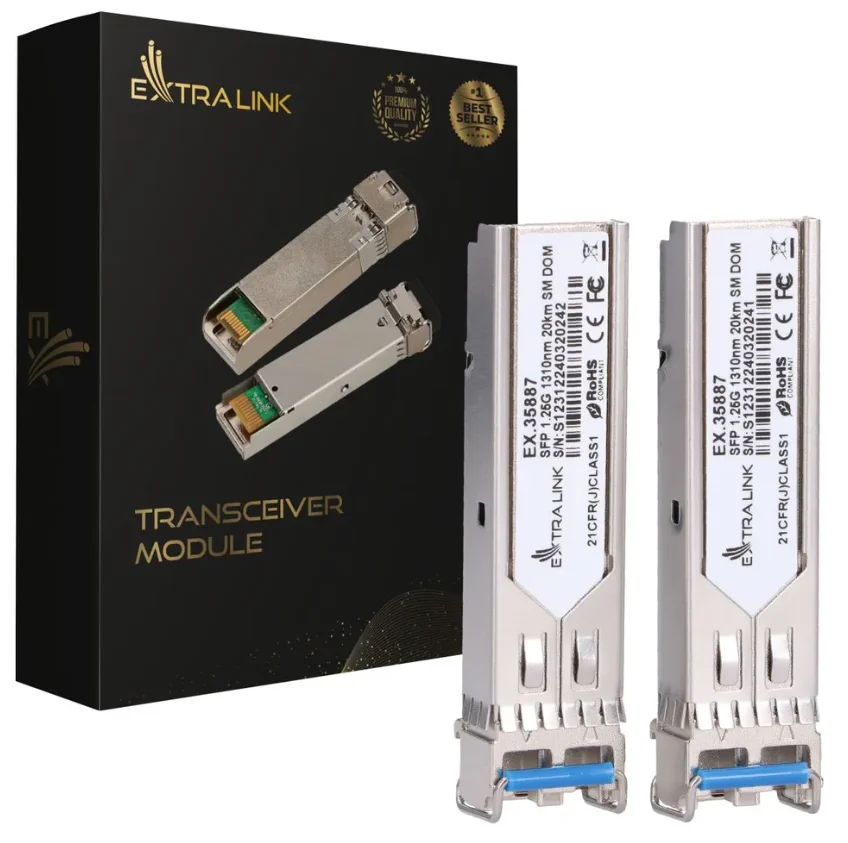 Extralink SFP 1.25G 2-pack | SFP Module | 1,25Gbps, LC/UPC, 1310nm, 20km, single mode, DOM, EXTRALINK EX.35887 5905090335887