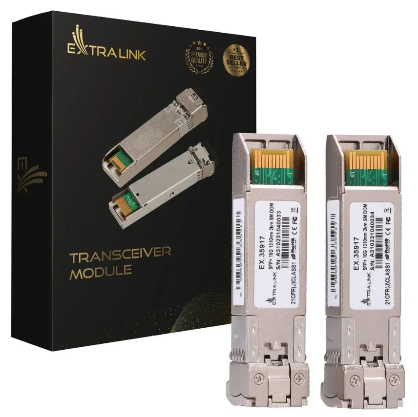 Extralink SFP+ 10G 2-pack | SFP+ Module | 10Gbps, LC/UPC, 1310nm, 2km, single mode, DOM, EXTRALINK EX.35917 5905090335917