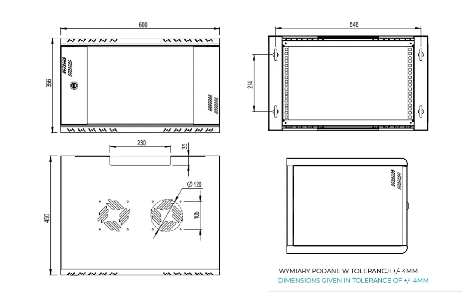 Extralink Premium 6U 600x450 Black | Rack cabinet | tool-free mounting, wall-mounted, EXTRALINK EX.39304 5905090339304