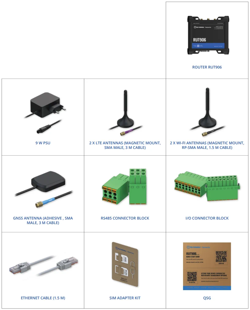 Teltonika RUT906 | Industrial 4G LTE router | Cat.4, WiFi, Dual Sim, 1x WAN, 3X LAN, IP30, TELTONIKA TELTONIKA RUT906 000000 4779051840830