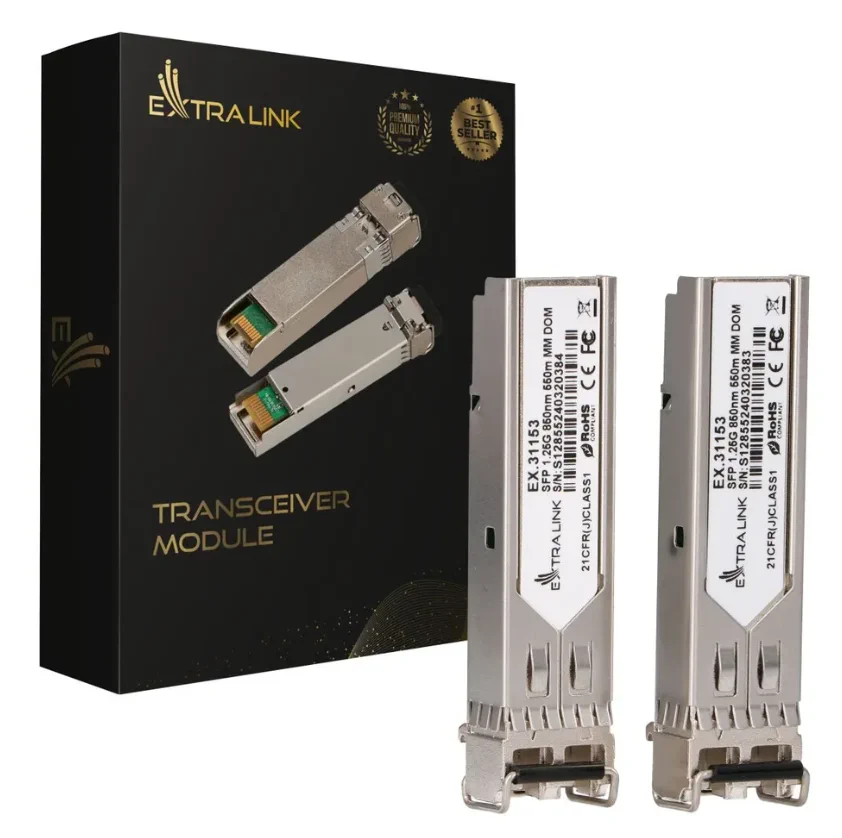 Extralink SFP 1.25G 2-pack | SFP Module | 1,25Gbps, LC/UPC, 850nm, 550m, multi mode, DOM, EXTRALINK EX.31153 5906168631153