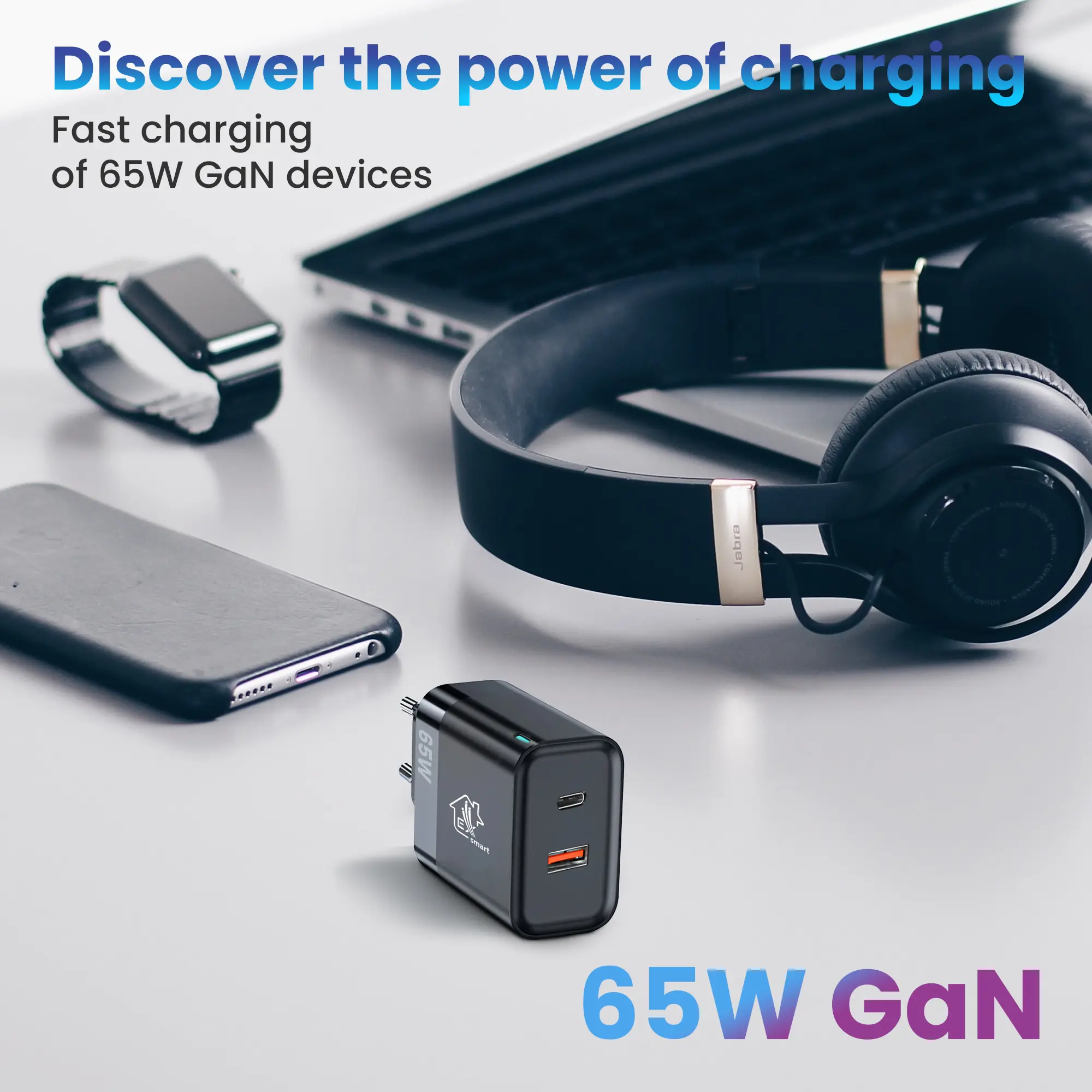 Extralink Smart Life Fast Charger 65W GaN | Charger | USB-C, USB-A, EXTRALINK CHARESL06 5906168632877