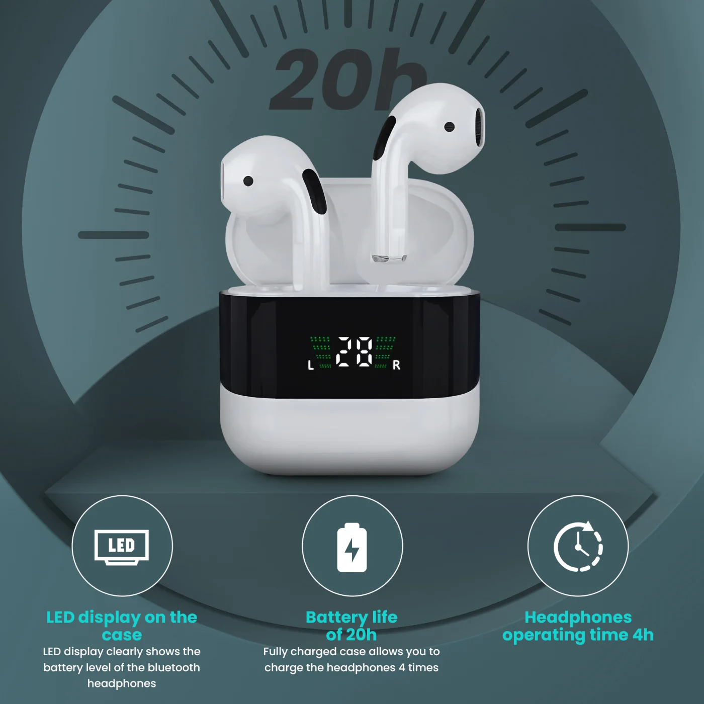 Extralink Lifestyle EvoSound V1.0 | Wireless earbuds | Bluetooth 5.3, IPX4, EXTRALINK EVOSOUND-V1 5906168634970