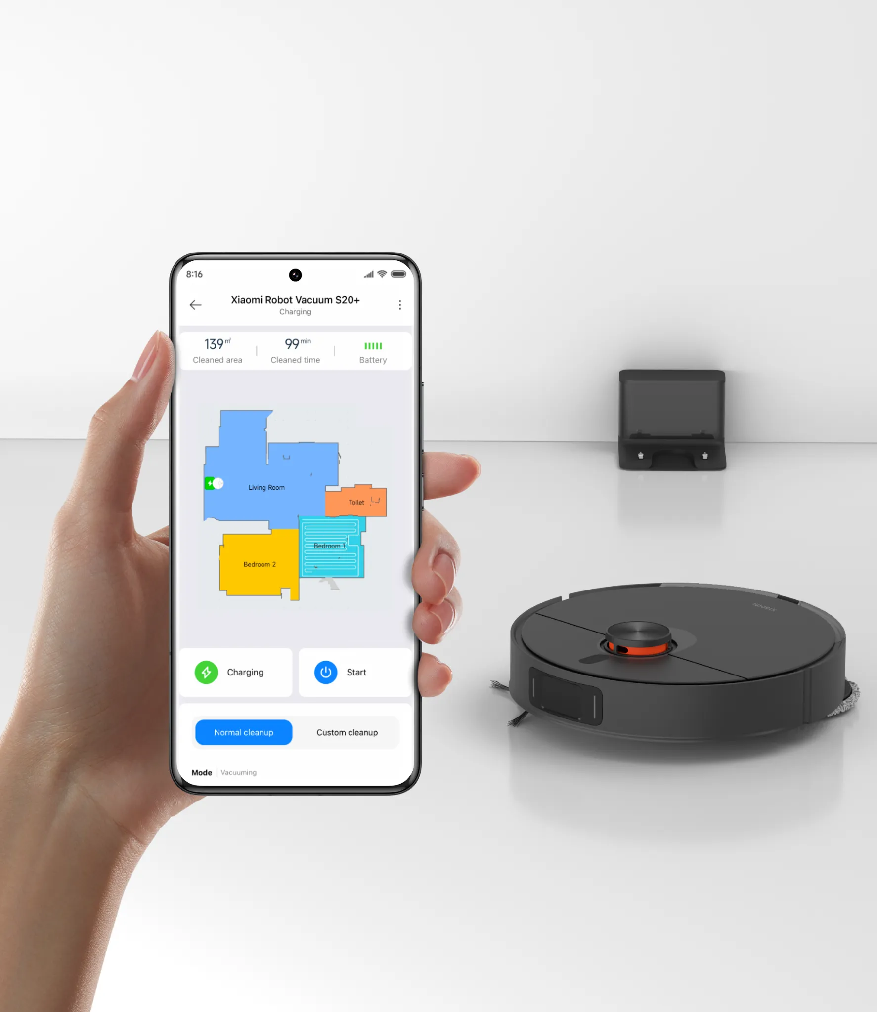 Xiaomi Robot Vacuum S20+ Black | Smart robot vacuum cleaner | 5200mAh, 6000Pa, XIAOMI ROBOT VACUUM S20+ BLACK 6941812771334