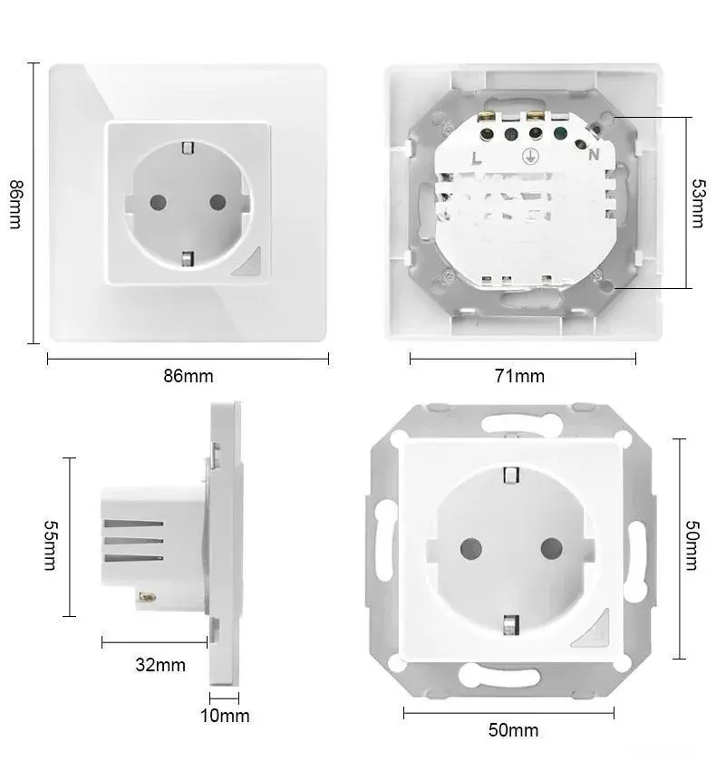 EXTRALINK SMART LIFE WALL SOCKET OUTLET 230V + SINGLE FRAME, WIFI , WHITE, EXTRALINK EX.35717 5906168635717