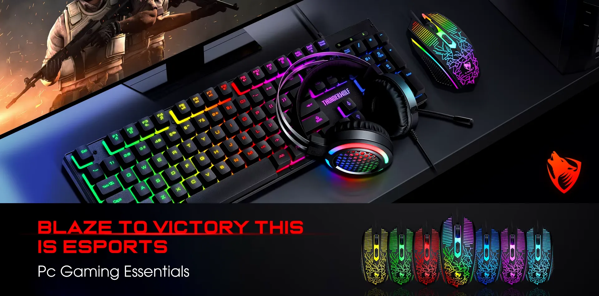 Extralink Gaming Set TF400 4in1 | Set of keyboard + mouse + pad + headphones | LED backlight, EXTRALINK EX.36110 5906168636110