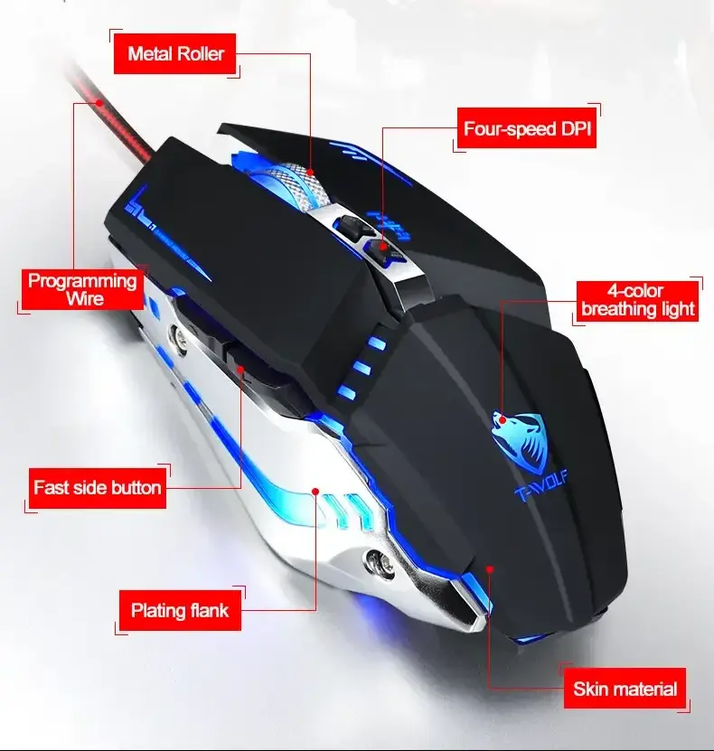 Extralink Gaming Mouse V7 | Gaming mouse | wired, optical, 1600dpi, 7 buttons, LED backlight, EXTRALINK EX.36165 5906168636165